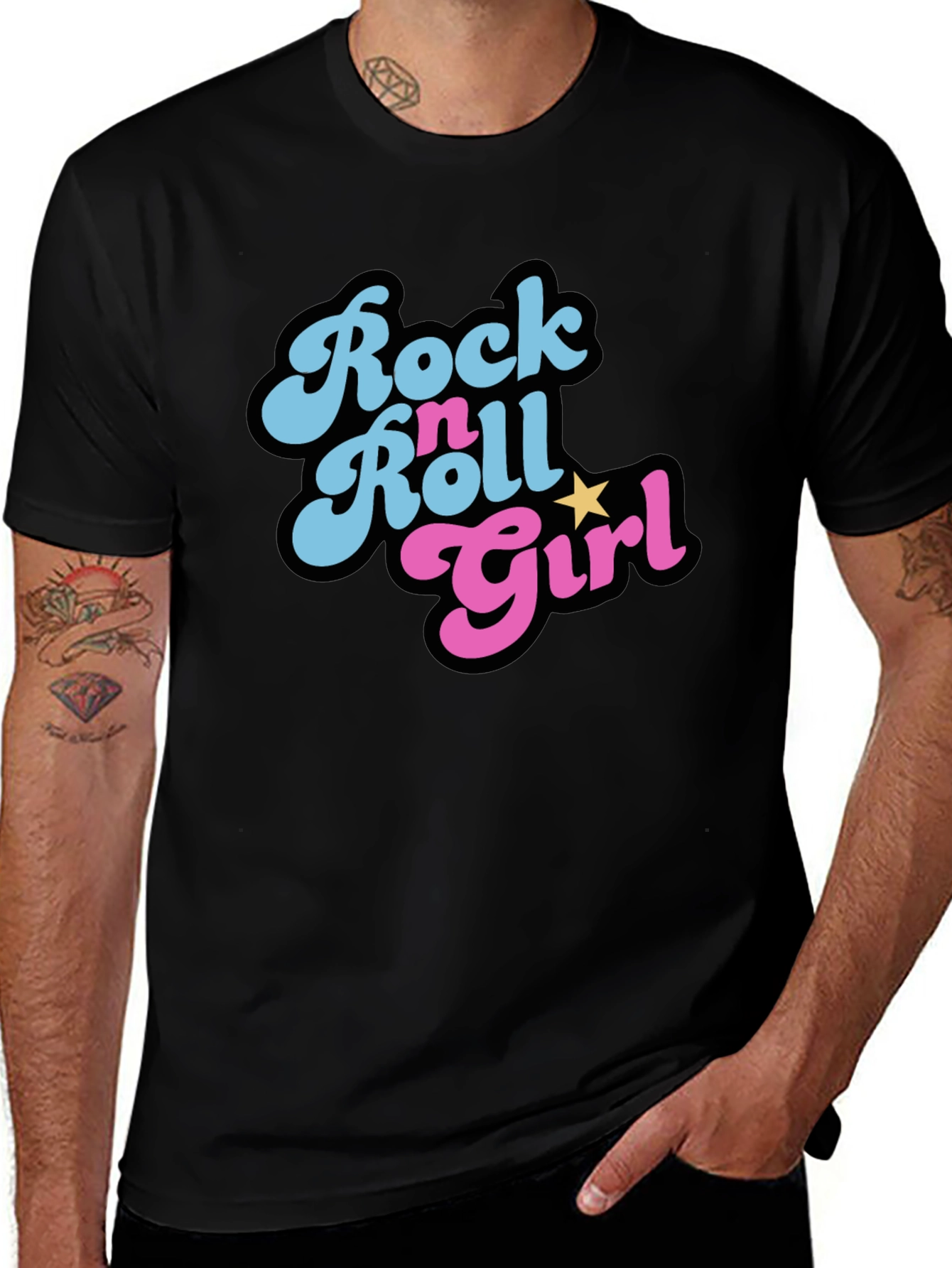 Variant 6 of Rock n Roll Girl Black T-Shirt
