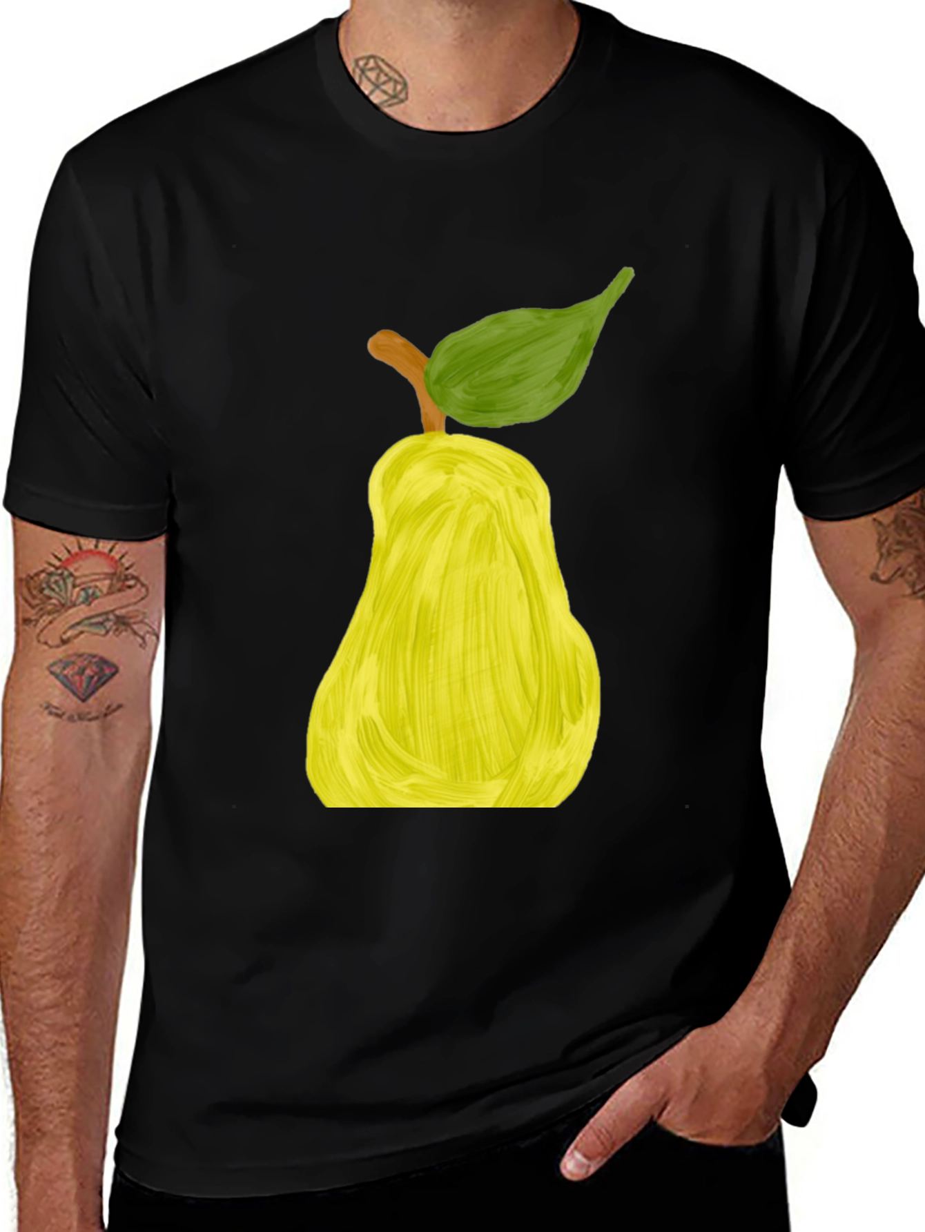 Variant 28 of Pear Graphic Tee - Black Cotton T-Shirt