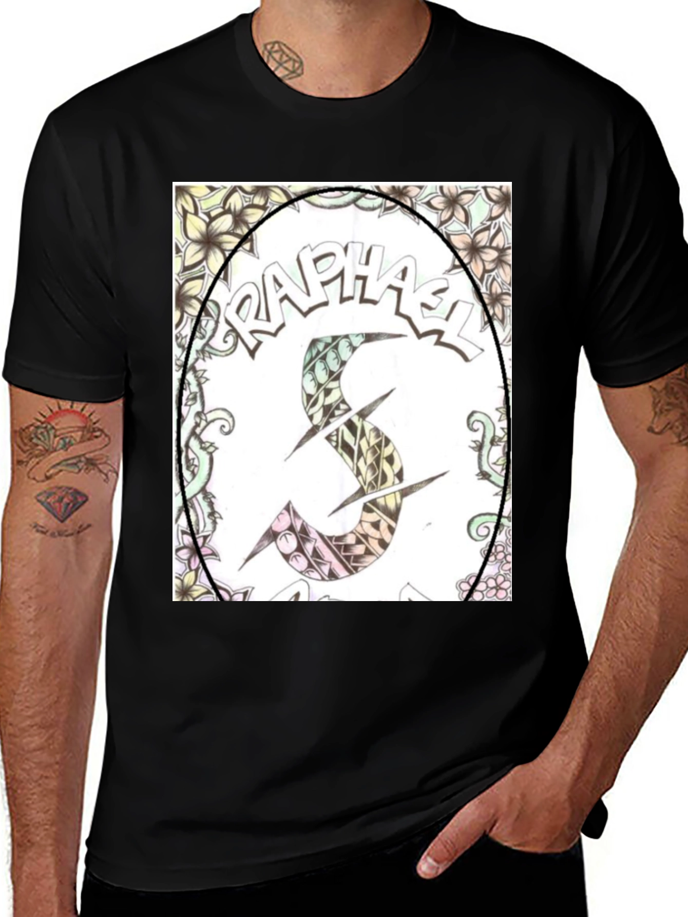Variant 6 of Raphael Name Art Black T-Shirt