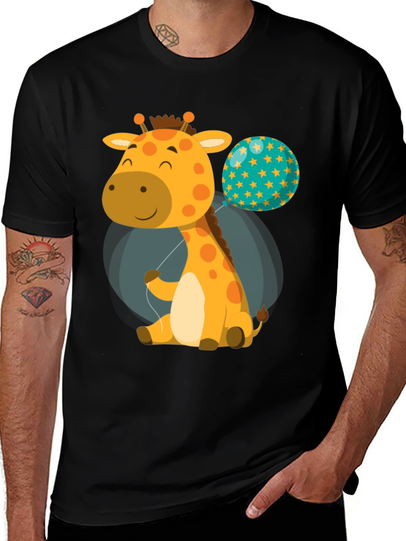 Variant 24 of Cute Giraffe & Balloon Graphic T-Shirt