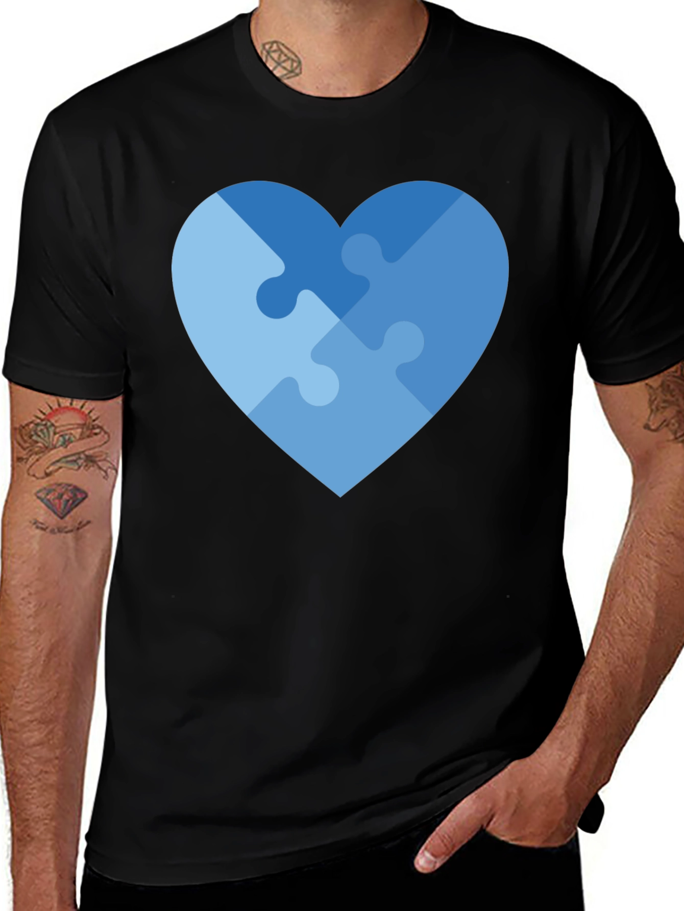 Variant 18 of Heart Puzzle Piece Graphic T-Shirt - Autism Awareness