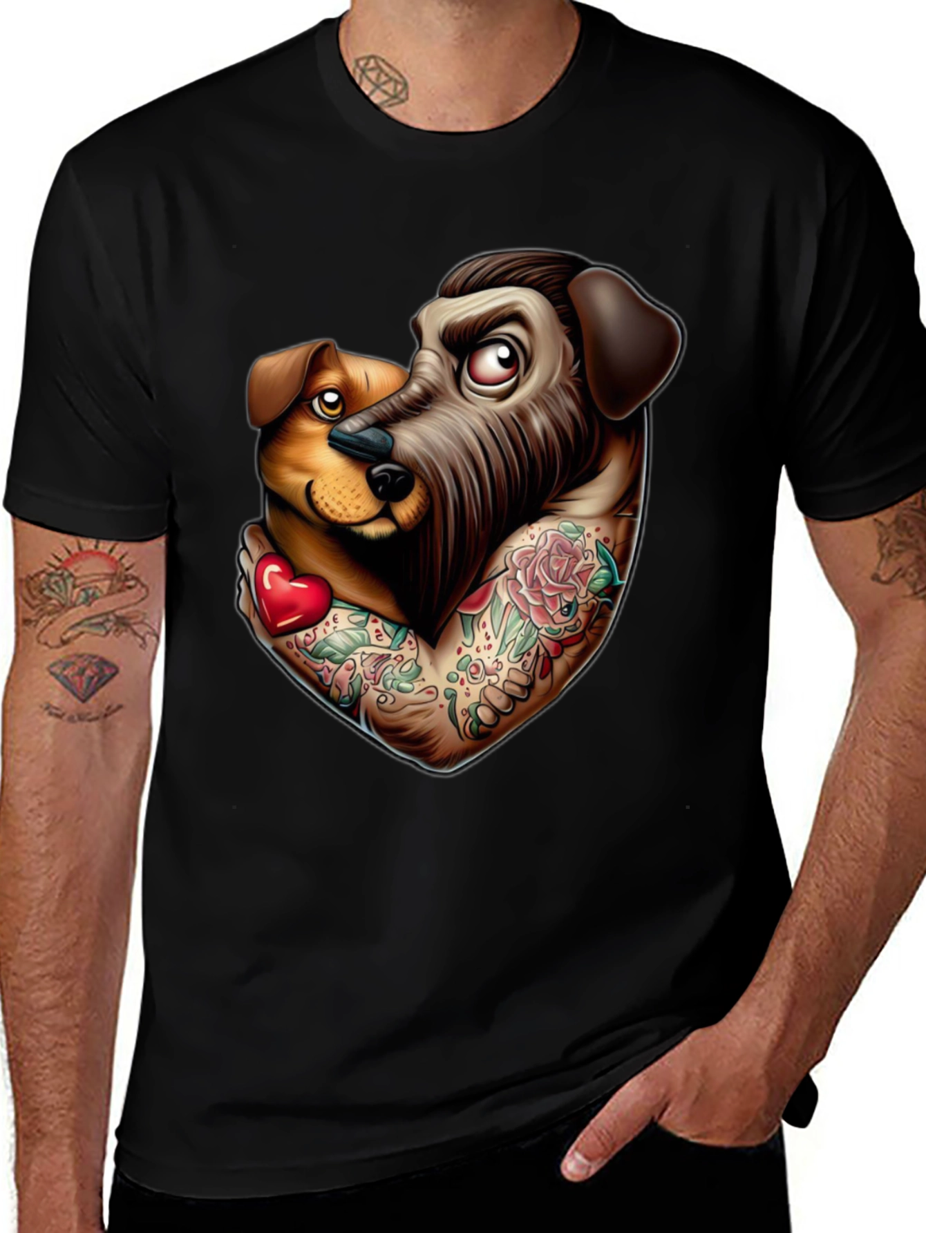 Variant 6 of Dog Lover Tattoo Style Graphic Tee