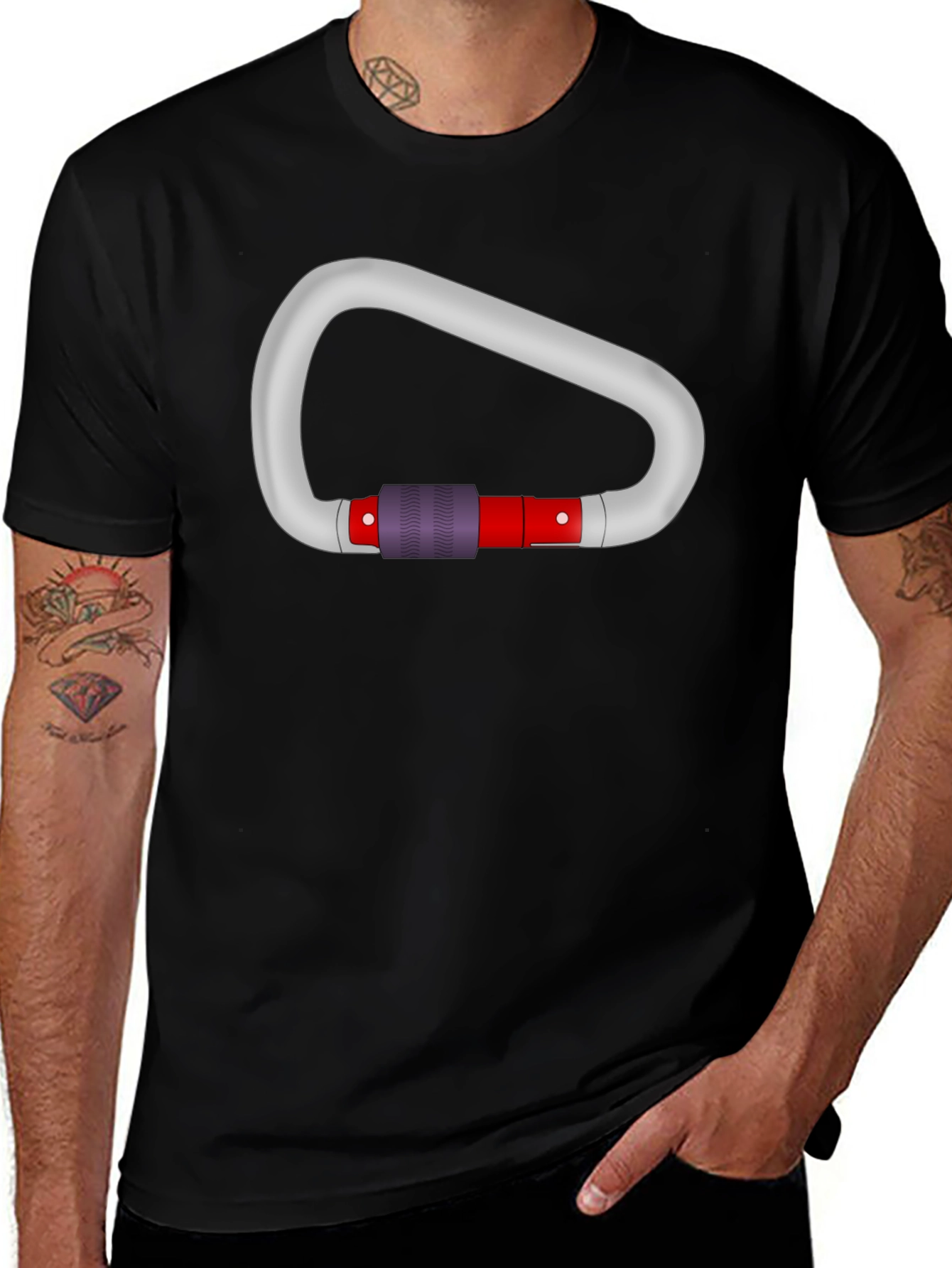 Variant 26 of Carabiner Graphic Tee - Black Cotton T-Shirt
