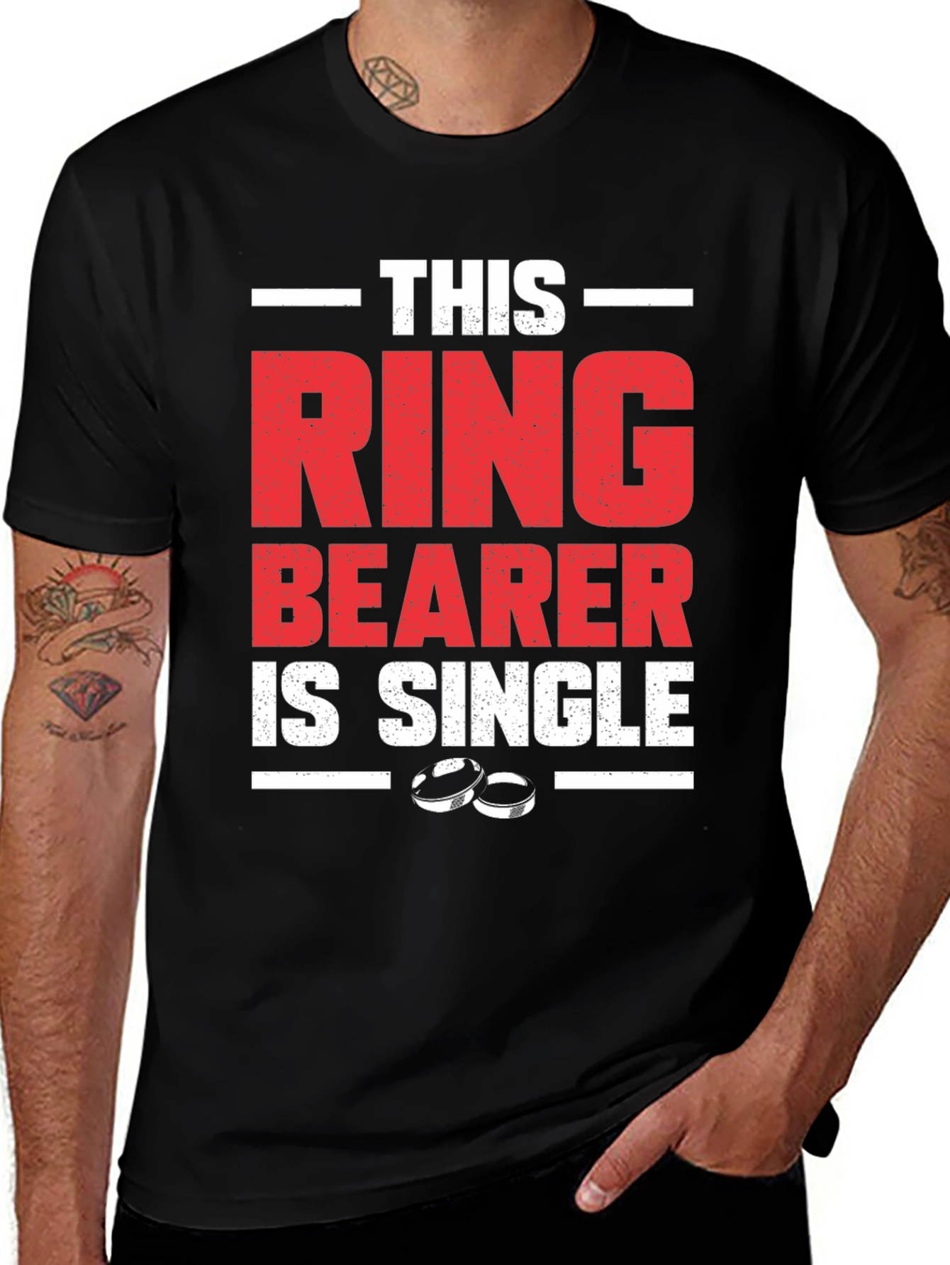 Variant 23 of Funny Single Ring Bearer Black T-Shirt