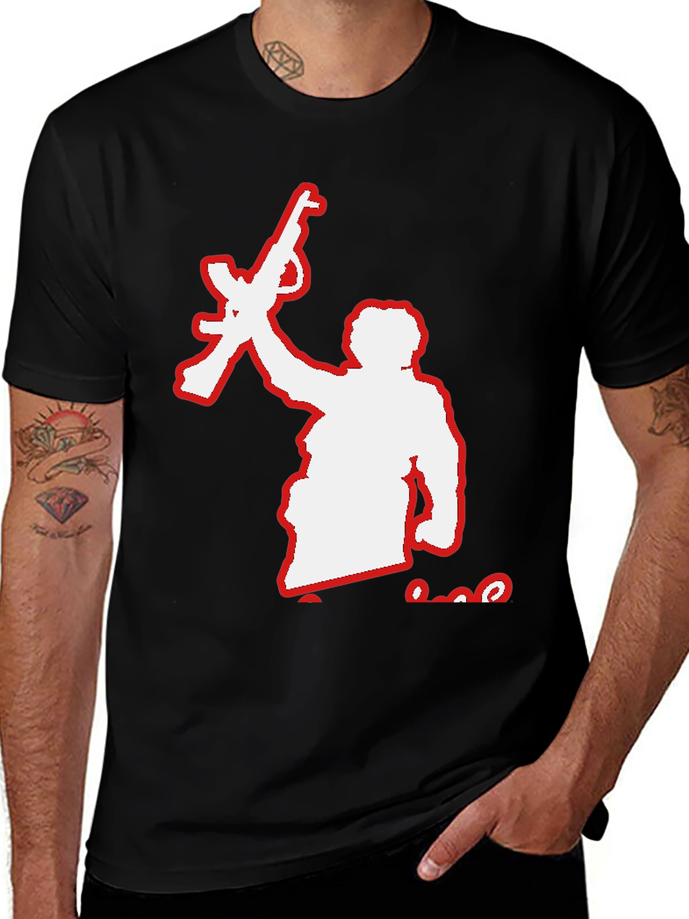 Variant 25 of Rebel Silhouette Graphic Tee - Black