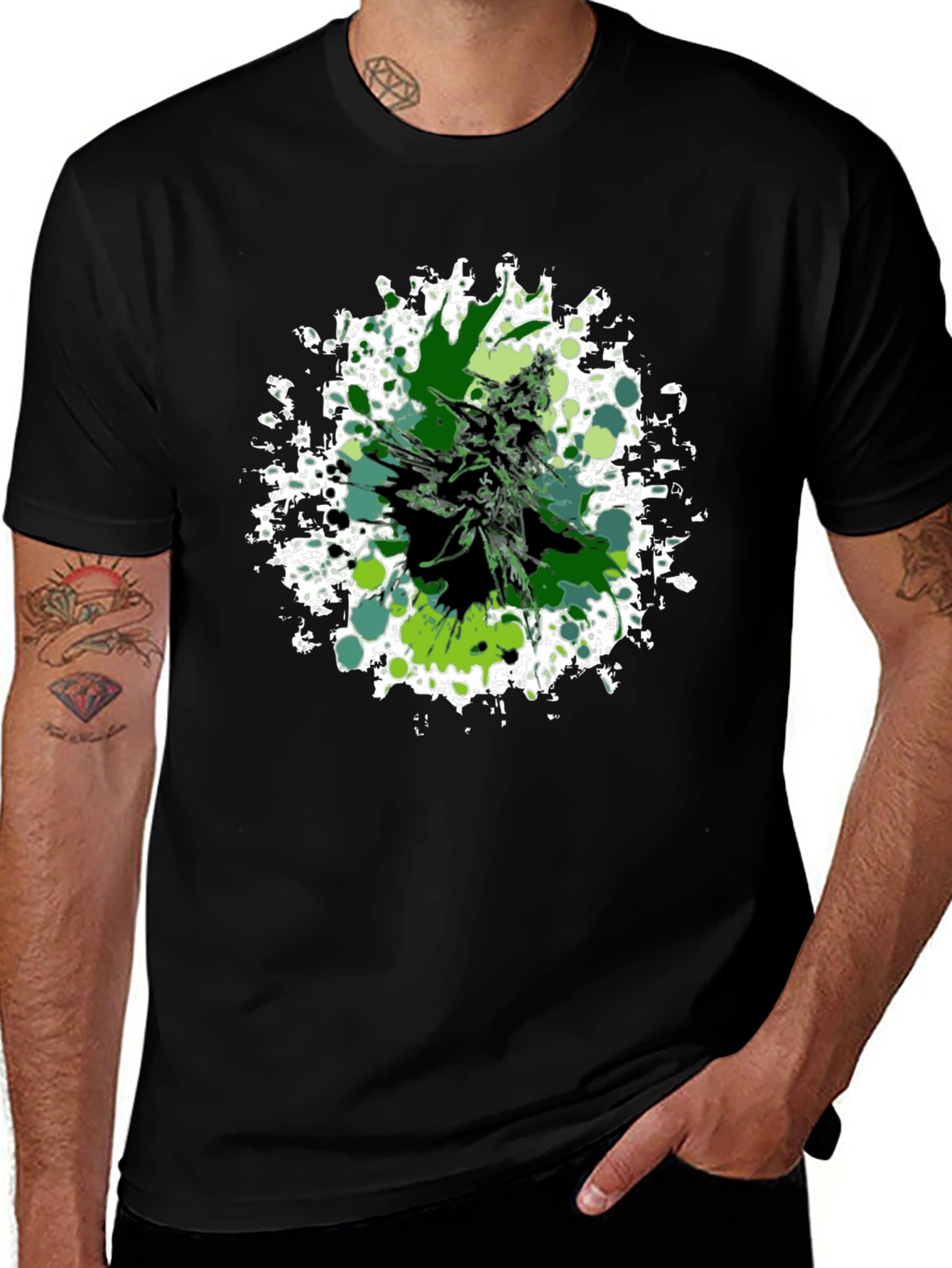 Variant 19 of Green Splatter Cannabis Graphic Tee