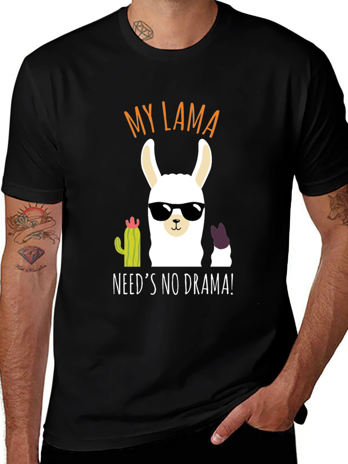 Variant 21 of My Llama Needs No Drama T-Shirt Funny Animal Tee