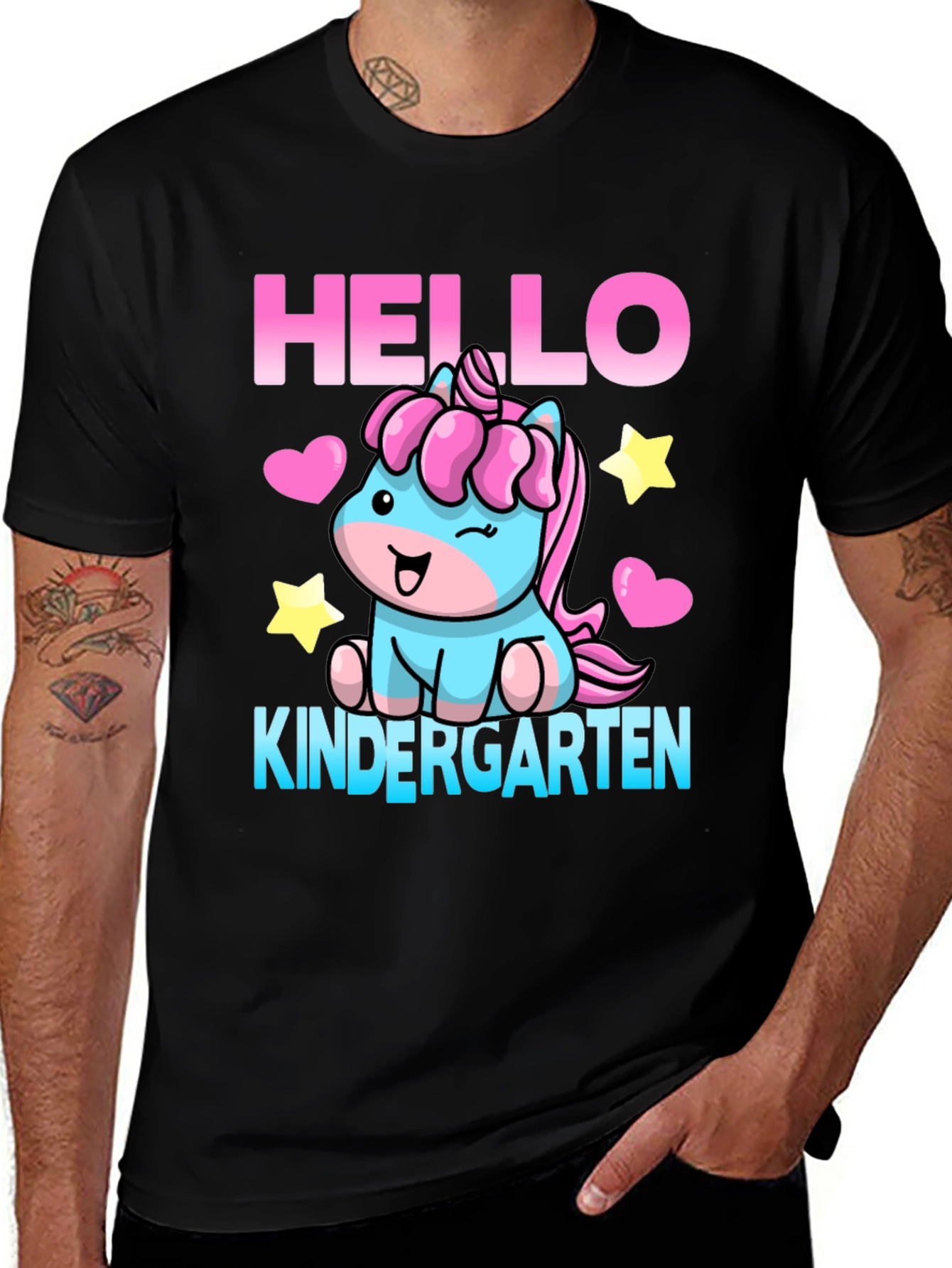 Variant 9 of Hello Kindergarten Unicorn T-Shirt - First Day Outfit
