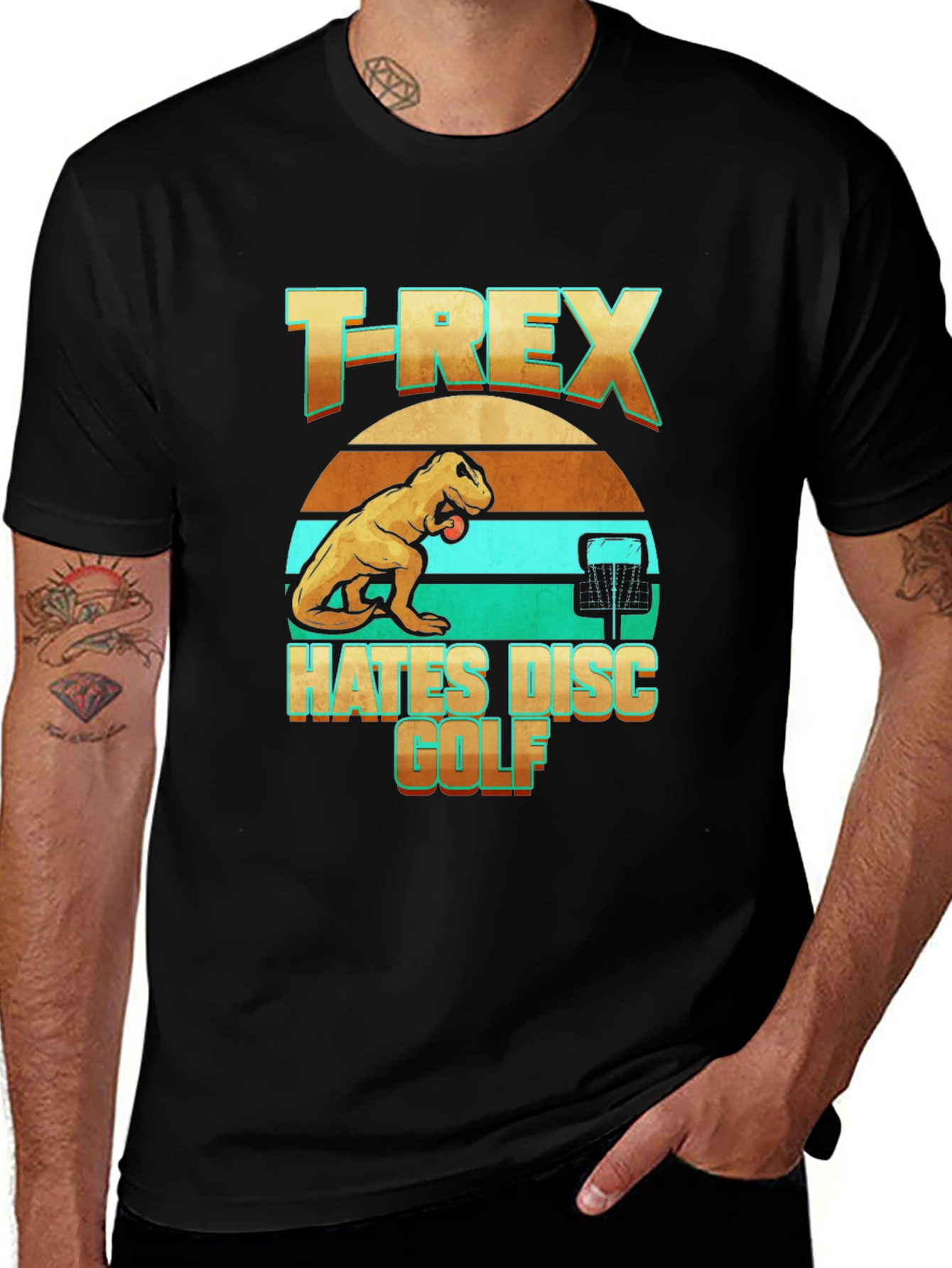 T-Rex Hates Disc Golf Funny T-Shirt