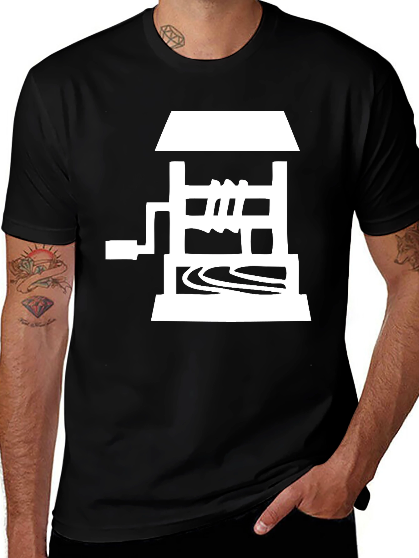 Variant 18 of Wishing Well Graphic Tee - Black Cotton Blend