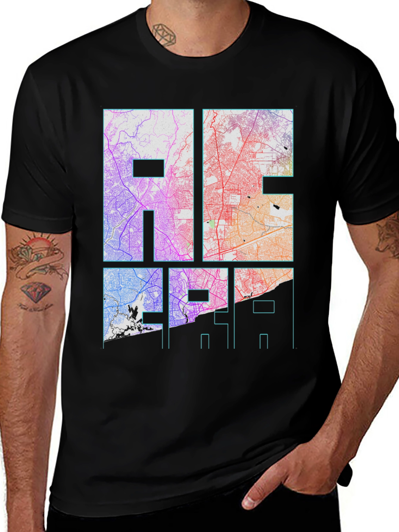 Variant 6 of City Map Graphic Tee - Black Unisex T-Shirt
