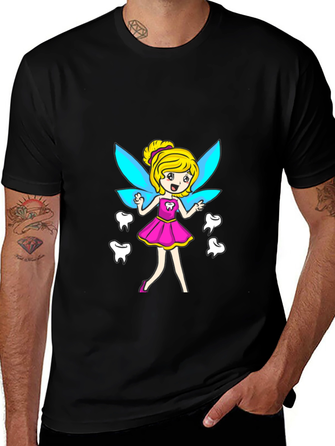 Tooth Fairy Graphic Tee - Black Cotton Comfort