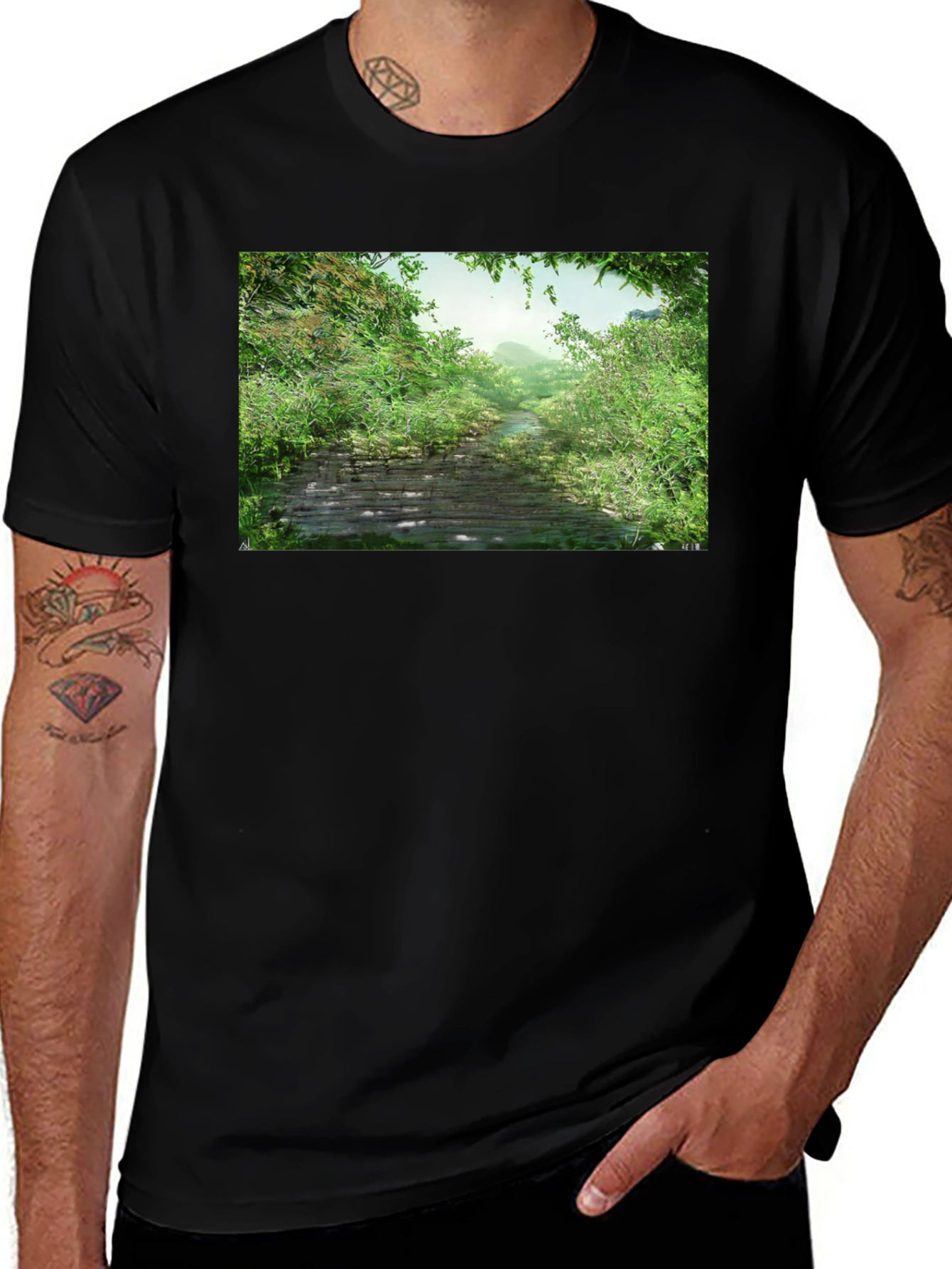 Nature Path Graphic Tee - Men's Black T-Shirt