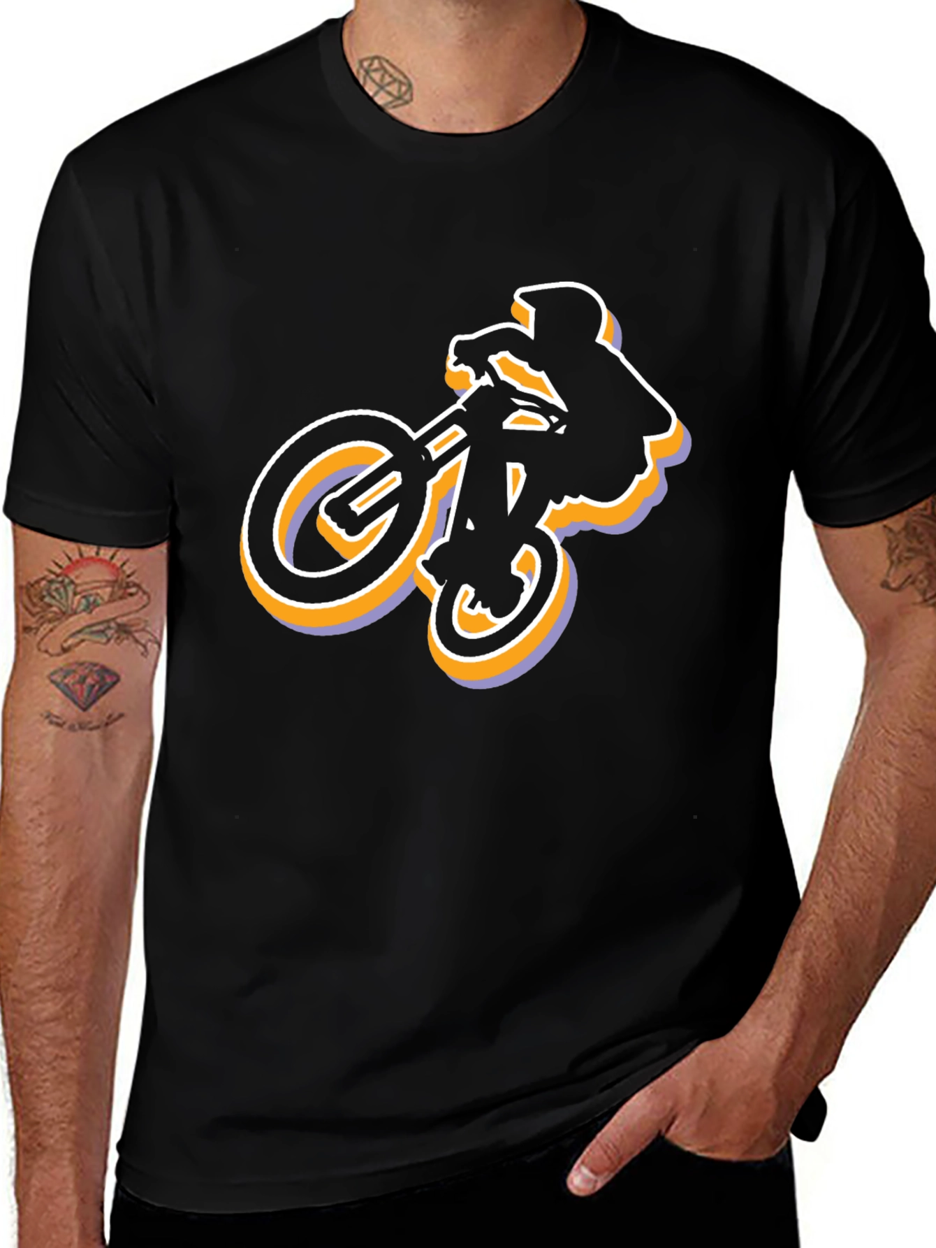 Variant 17 of BMX Rider Graphic Tee - Cool Black T-Shirt