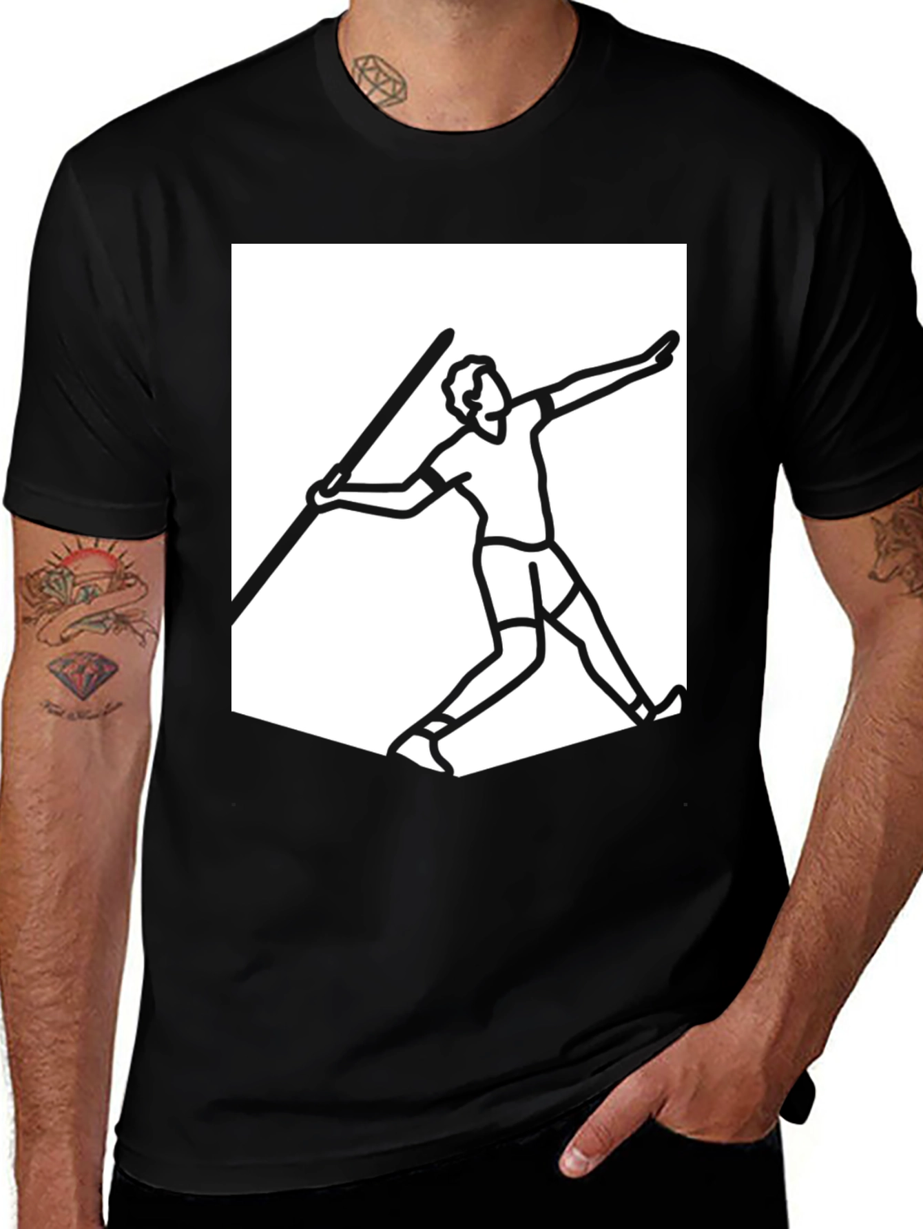 Variant 17 of Javelin Thrower Graphic Tee - Black