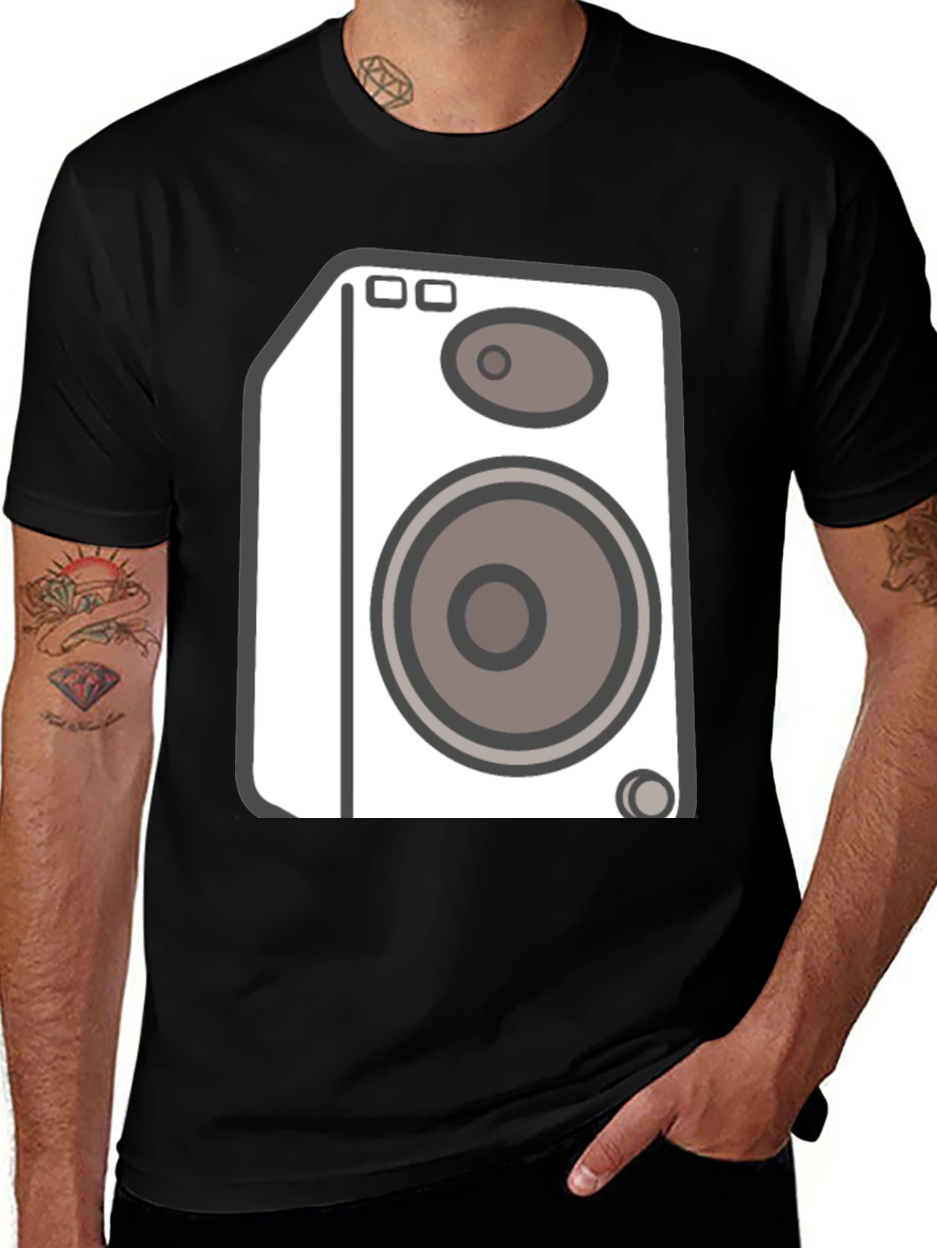 Variant 9 of Speaker Graphic Tee - Black Cotton T-Shirt for Music Lovers