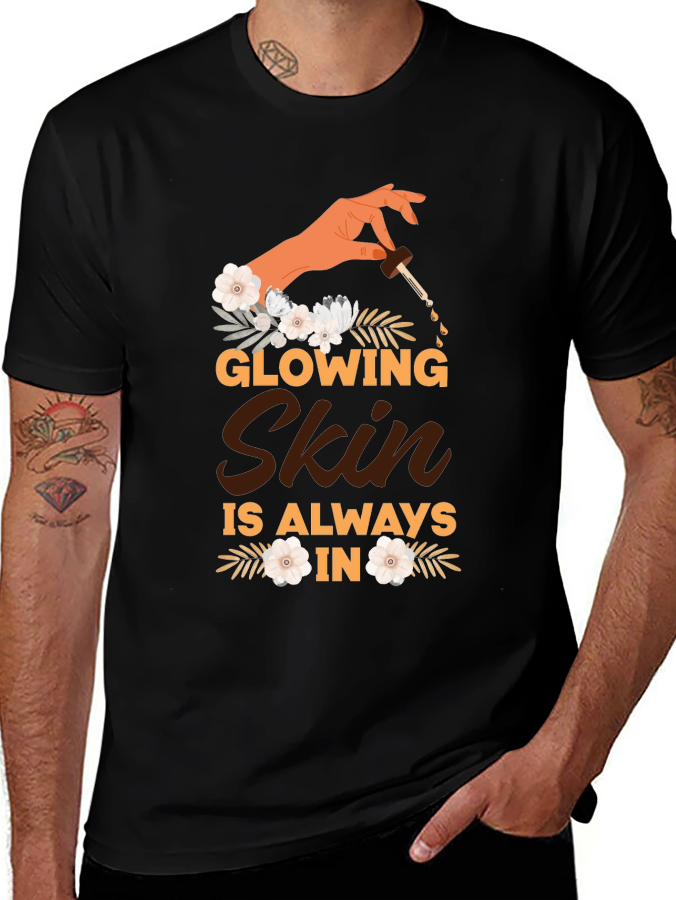 Black Glowing Skin Graphic Tee - Unisex Black T-Shirt main image