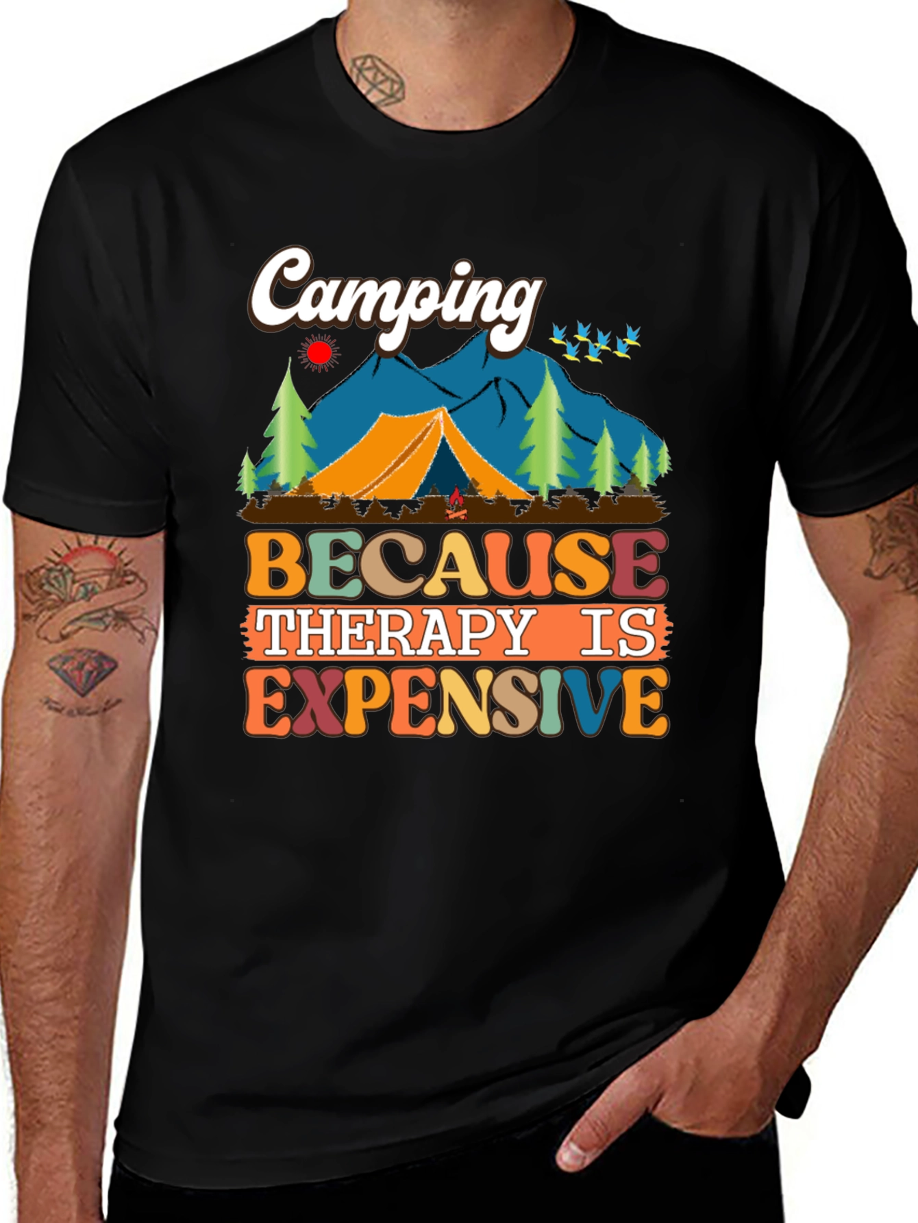 Variant 16 of Camping Because Therapy Is Expensive Graphic Tee