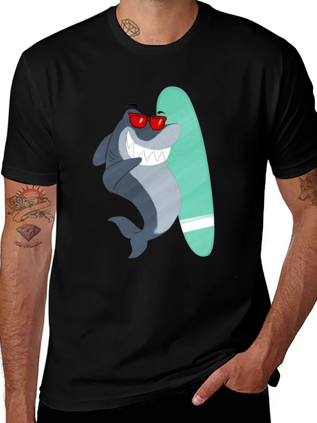 Variant 21 of Surfing Shark Graphic Tee - Cool Summer Vibes