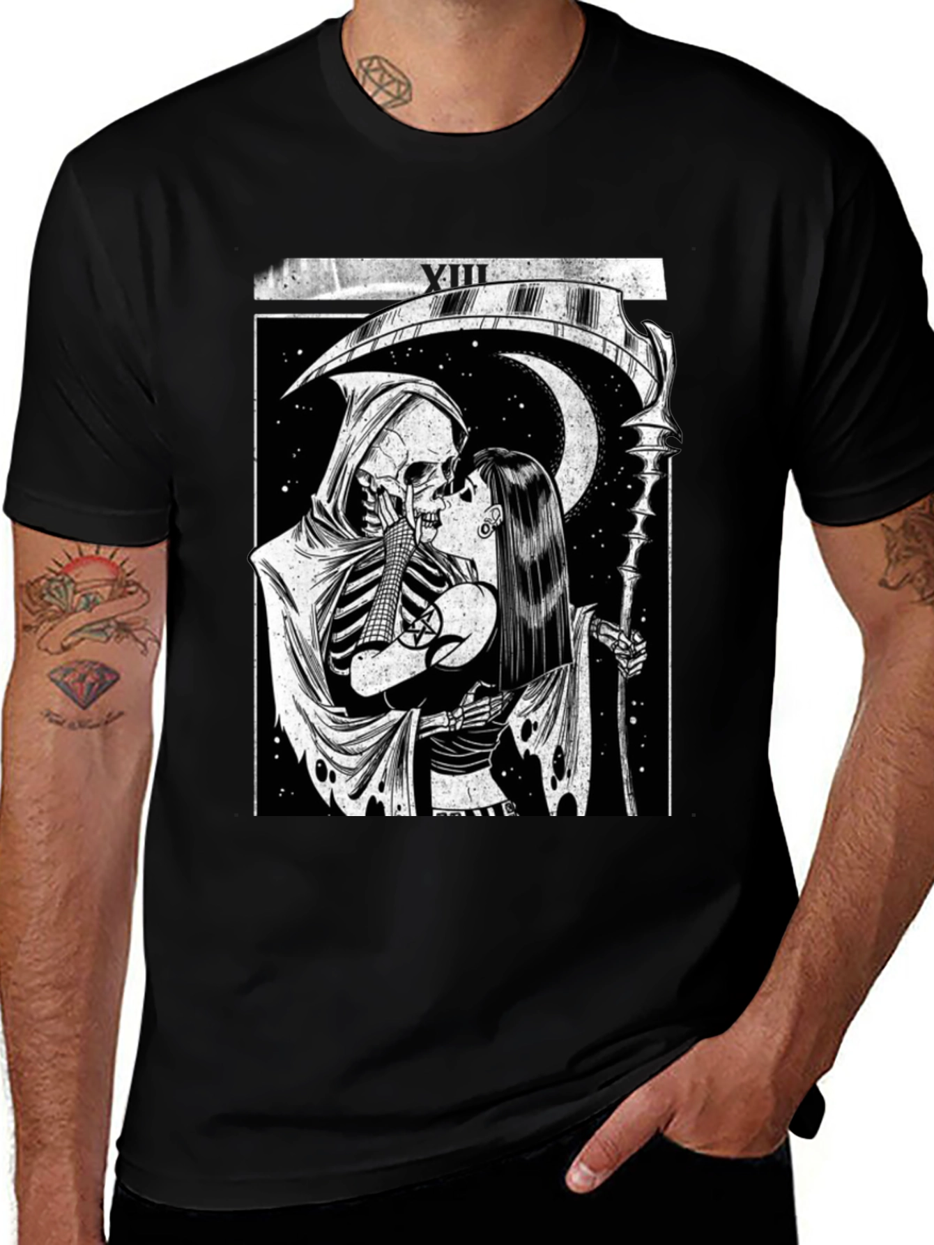 Grim Reaper Kissing T-Shirt - Gothic Death Romance Tee
