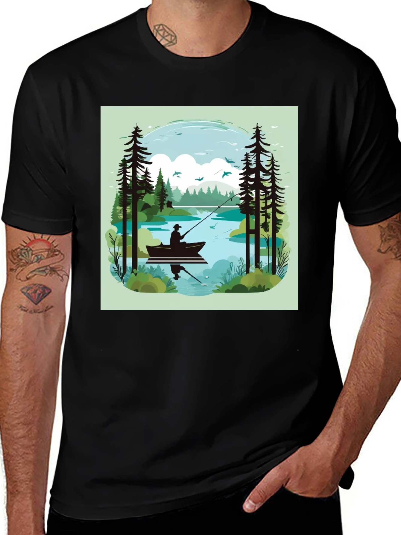 Variant 2 of Fishing Lake Graphic T-Shirt