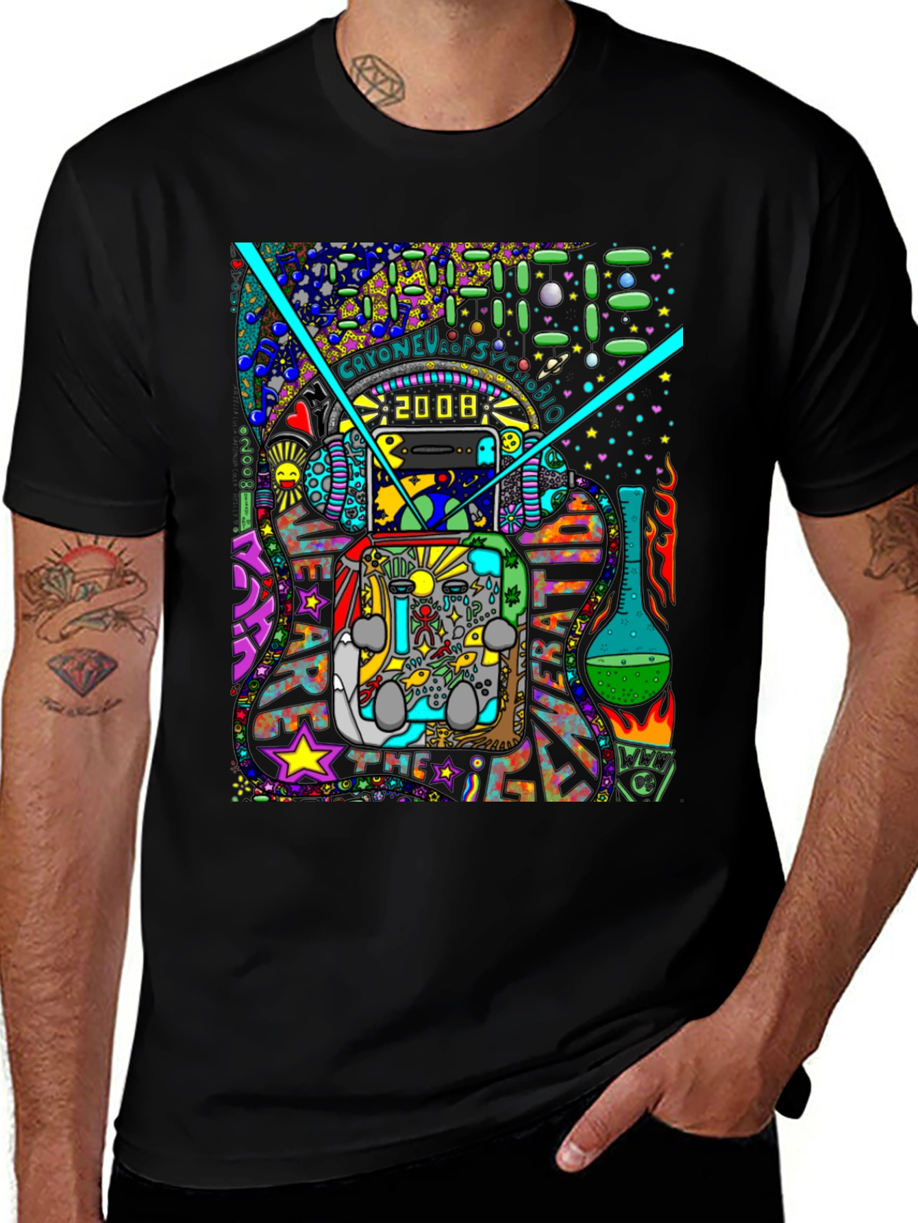 Variant 25 of Unique Graphic T-Shirt - Psychedelic 2008 Design