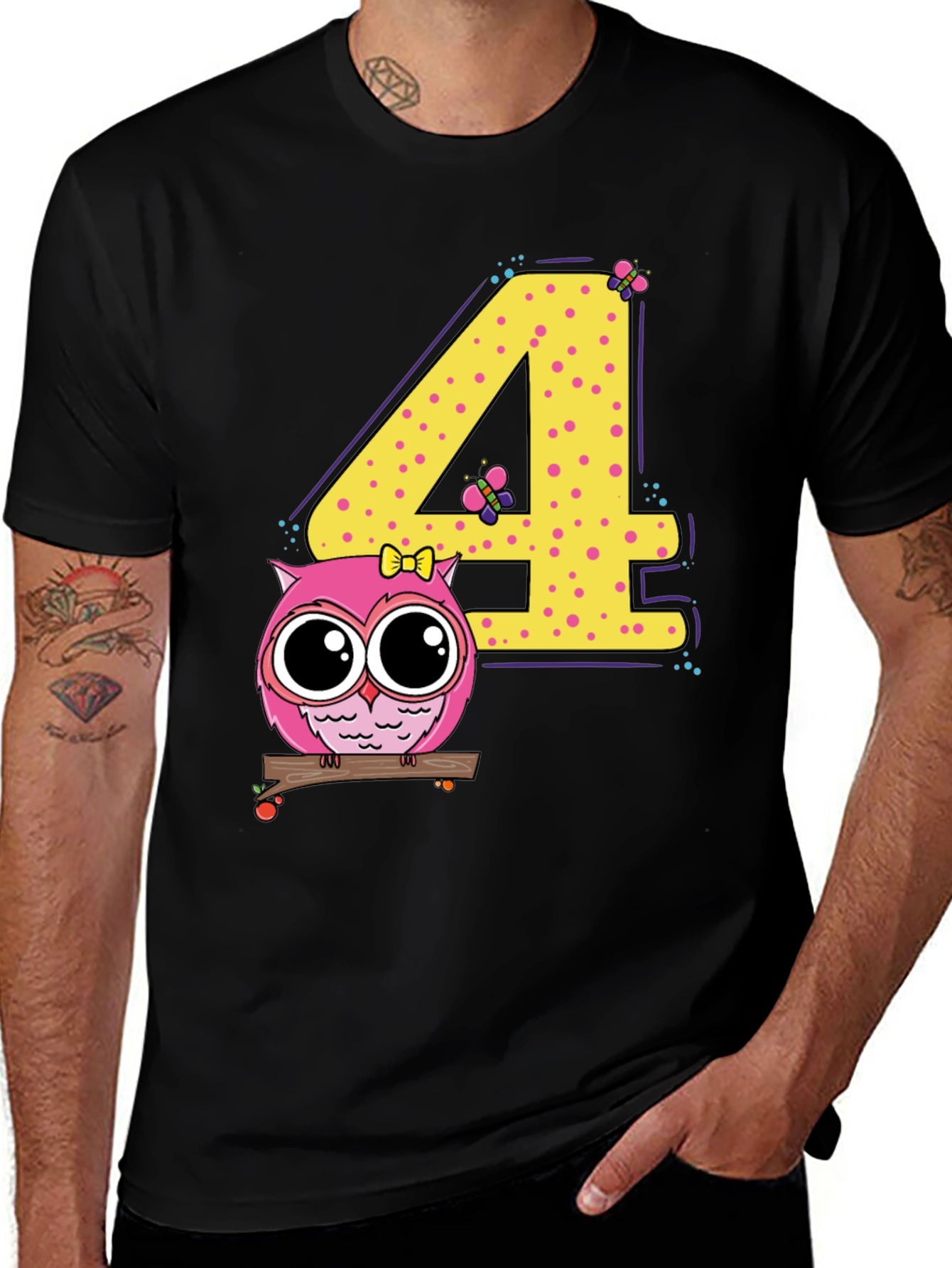Cute Owl 4th Birthday T-Shirt