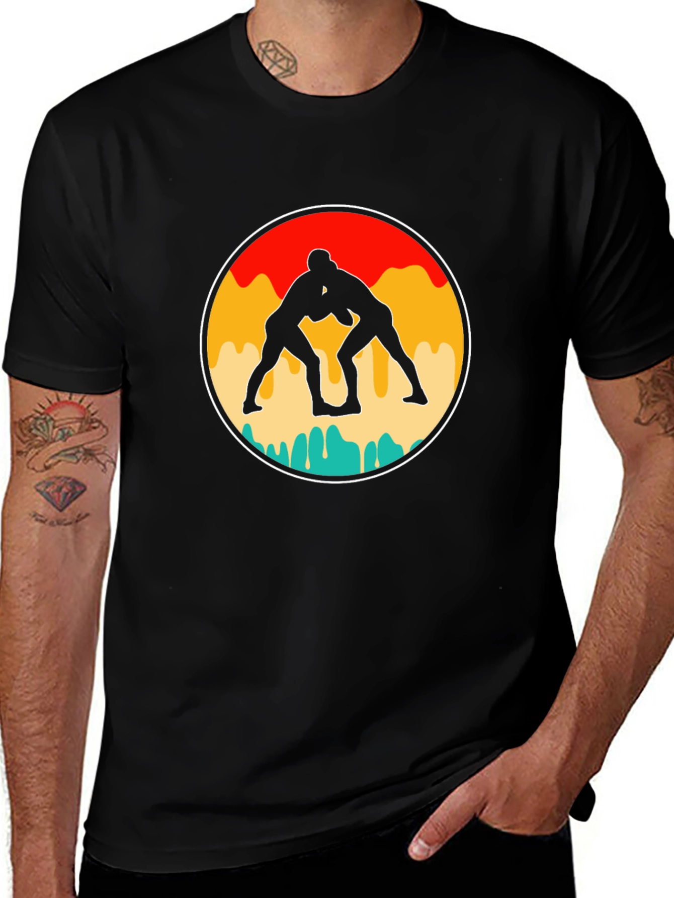 Variant 24 of Wrestling Silhouette Graphic Tee - Retro Style