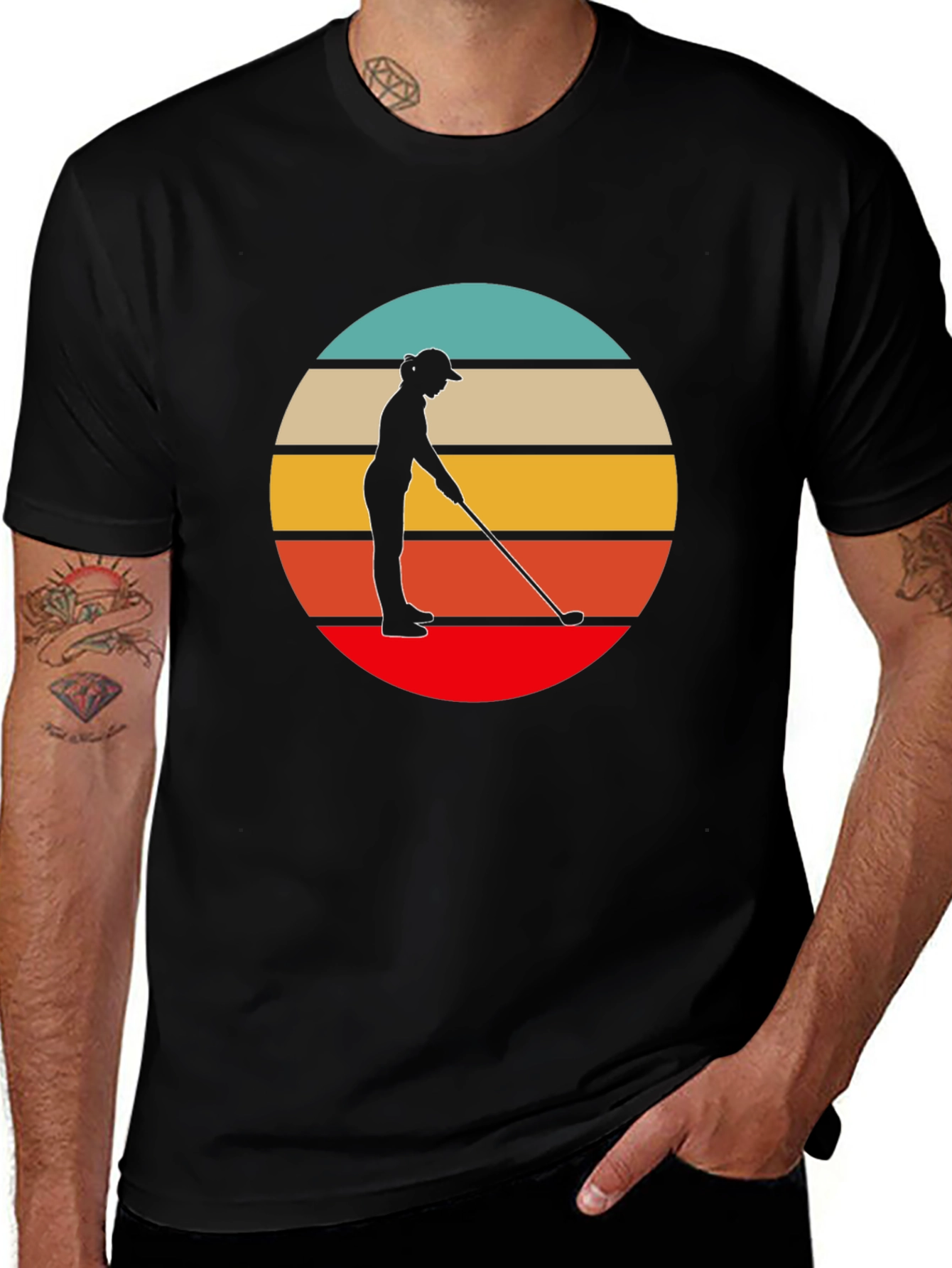 Variant 27 of Retro Golfer Graphic Tee - Black