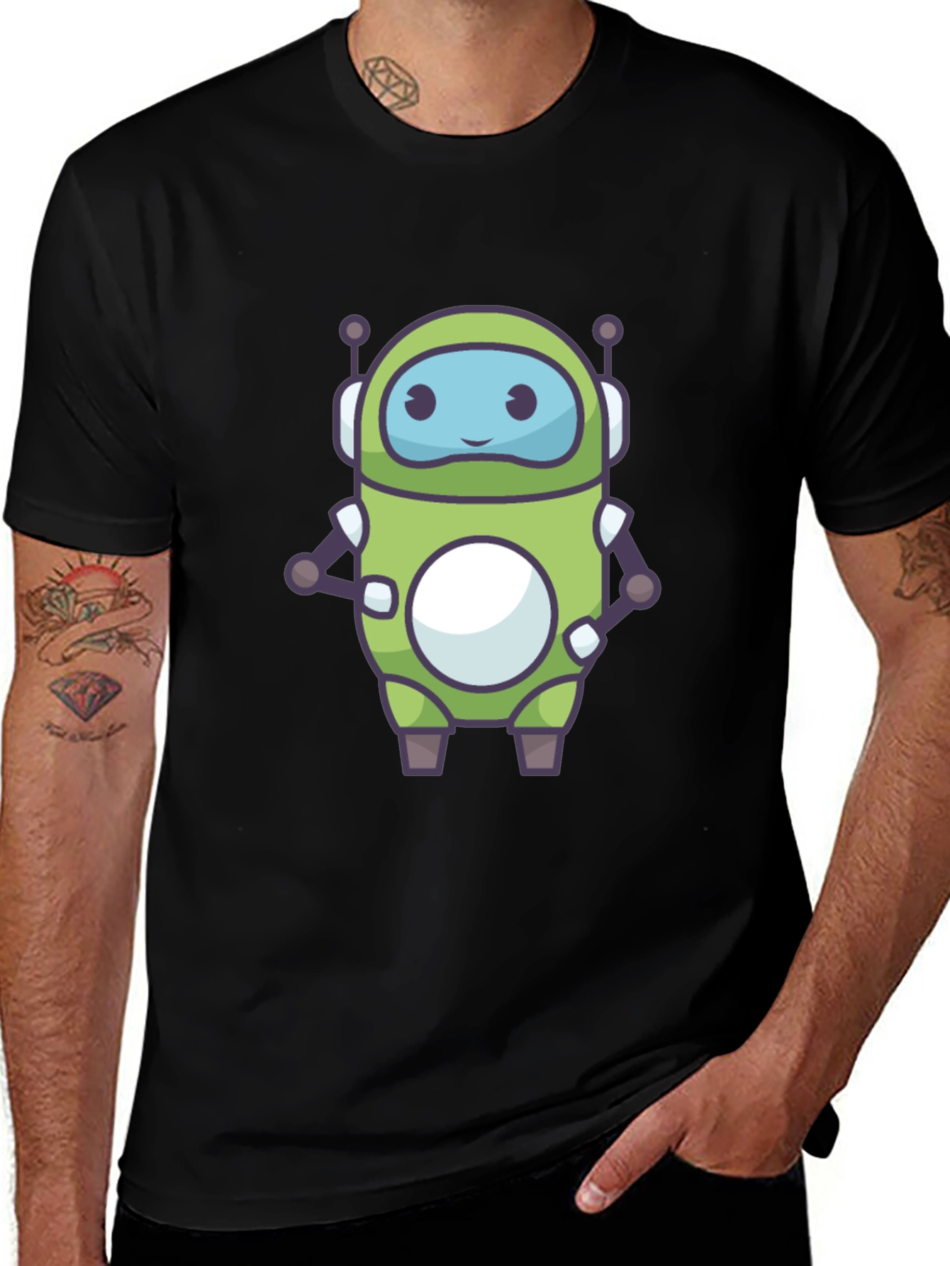 Variant 12 of Green Robot Graphic Tee - Fun Tech Style