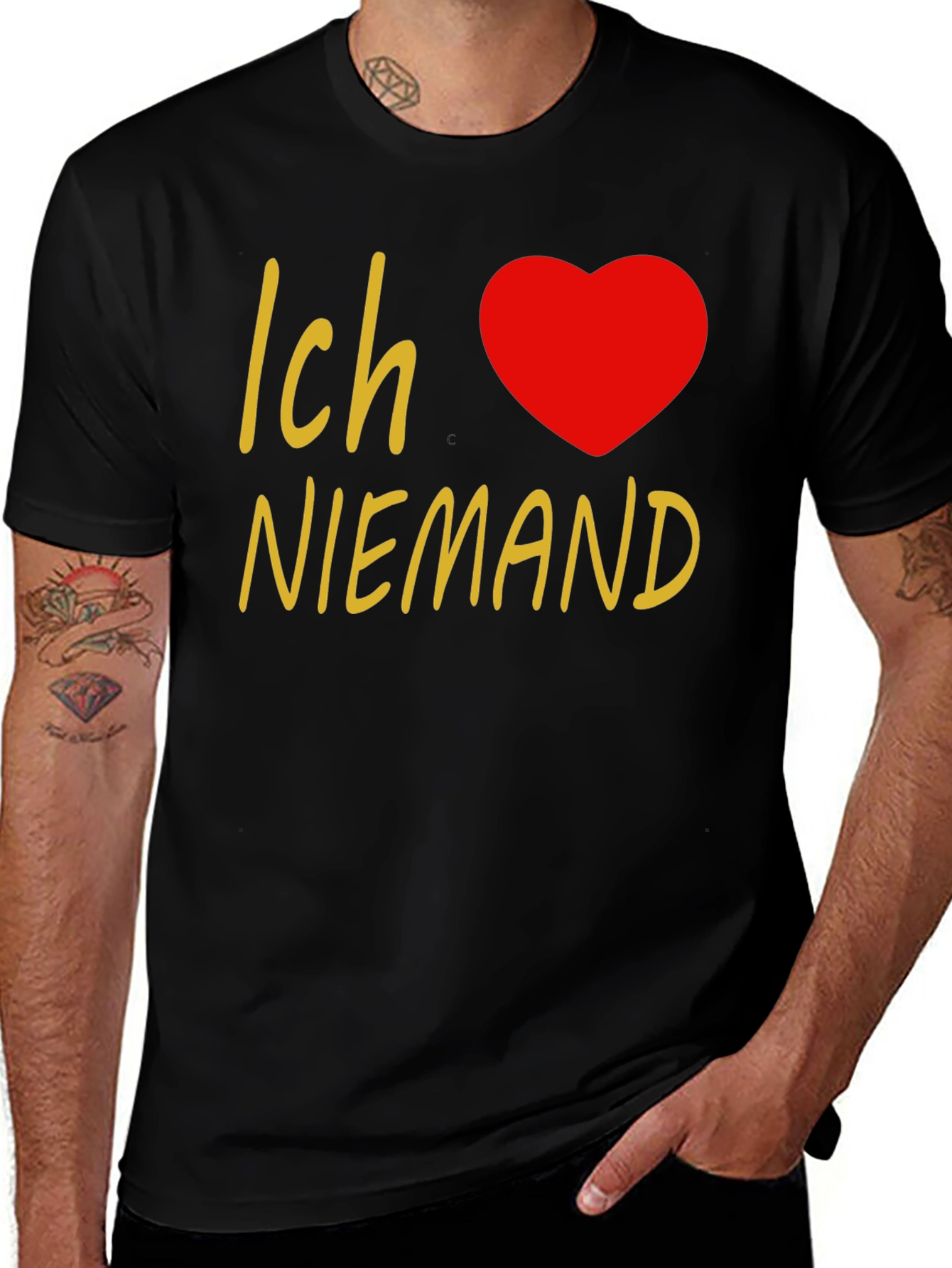 Variant 28 of Ich ❤️ Niemand T-Shirt - German Phrase Tee