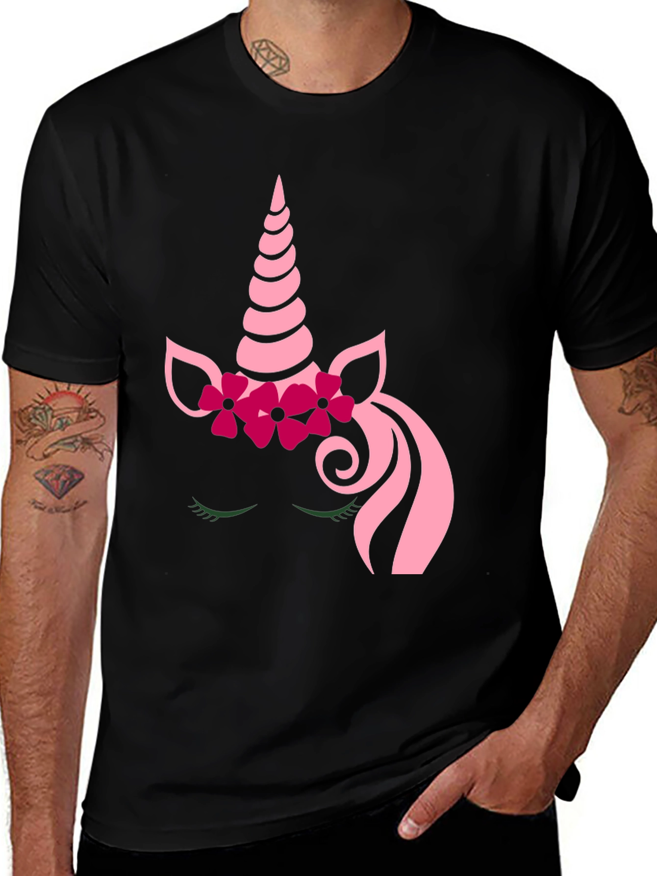 Variant 28 of Unicorn Graphic Tee - Trendy Black T-Shirt