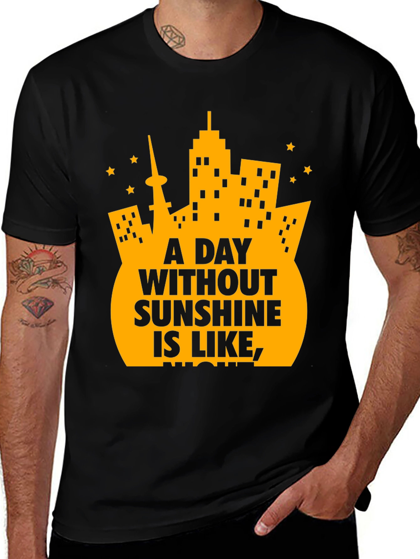 Variant 6 of Funny 'Sunshine' Graphic Tee - Soft Black Cotton T-Shirt