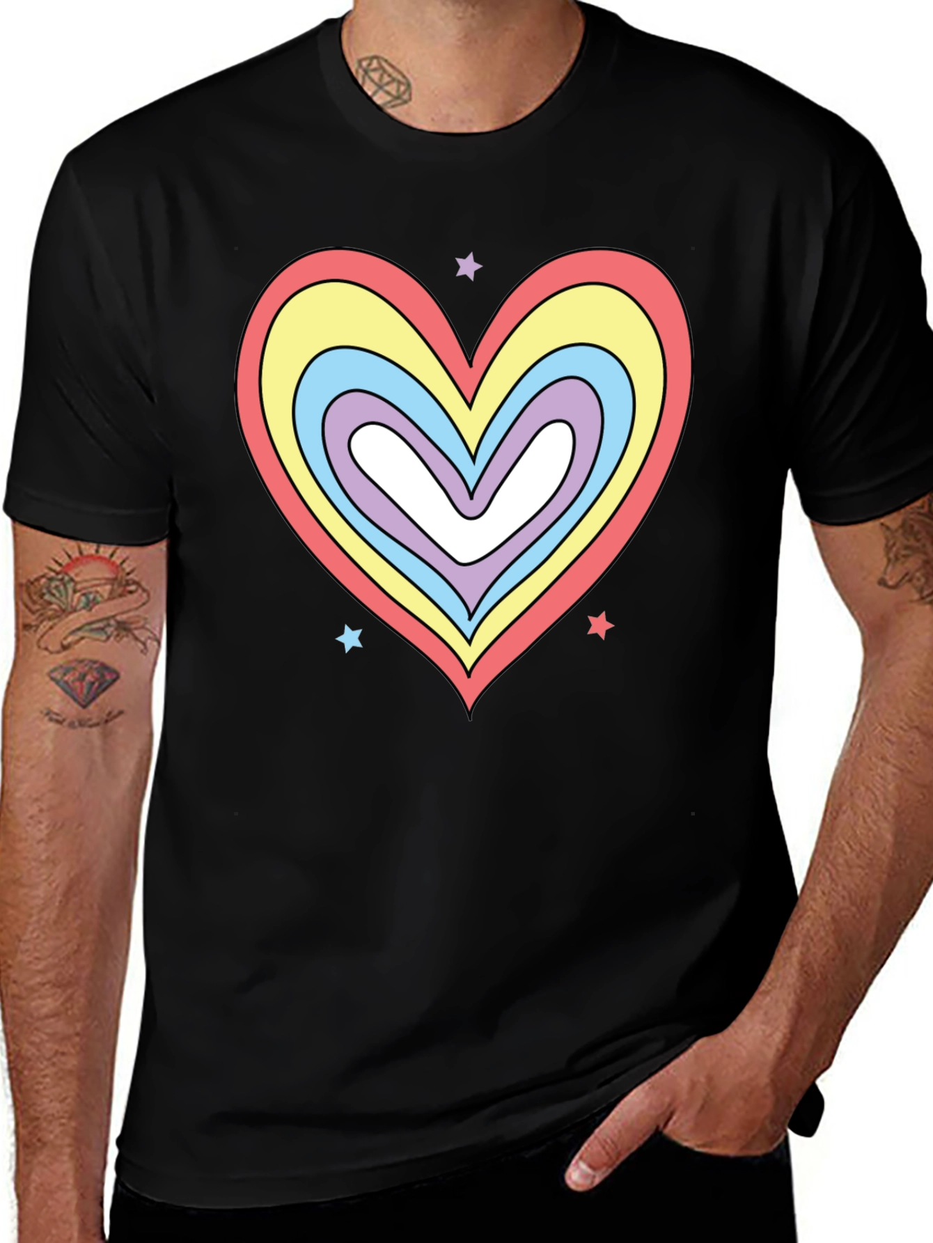Variant 8 of Rainbow Heart Graphic Tee - Stylish Casual Shirt
