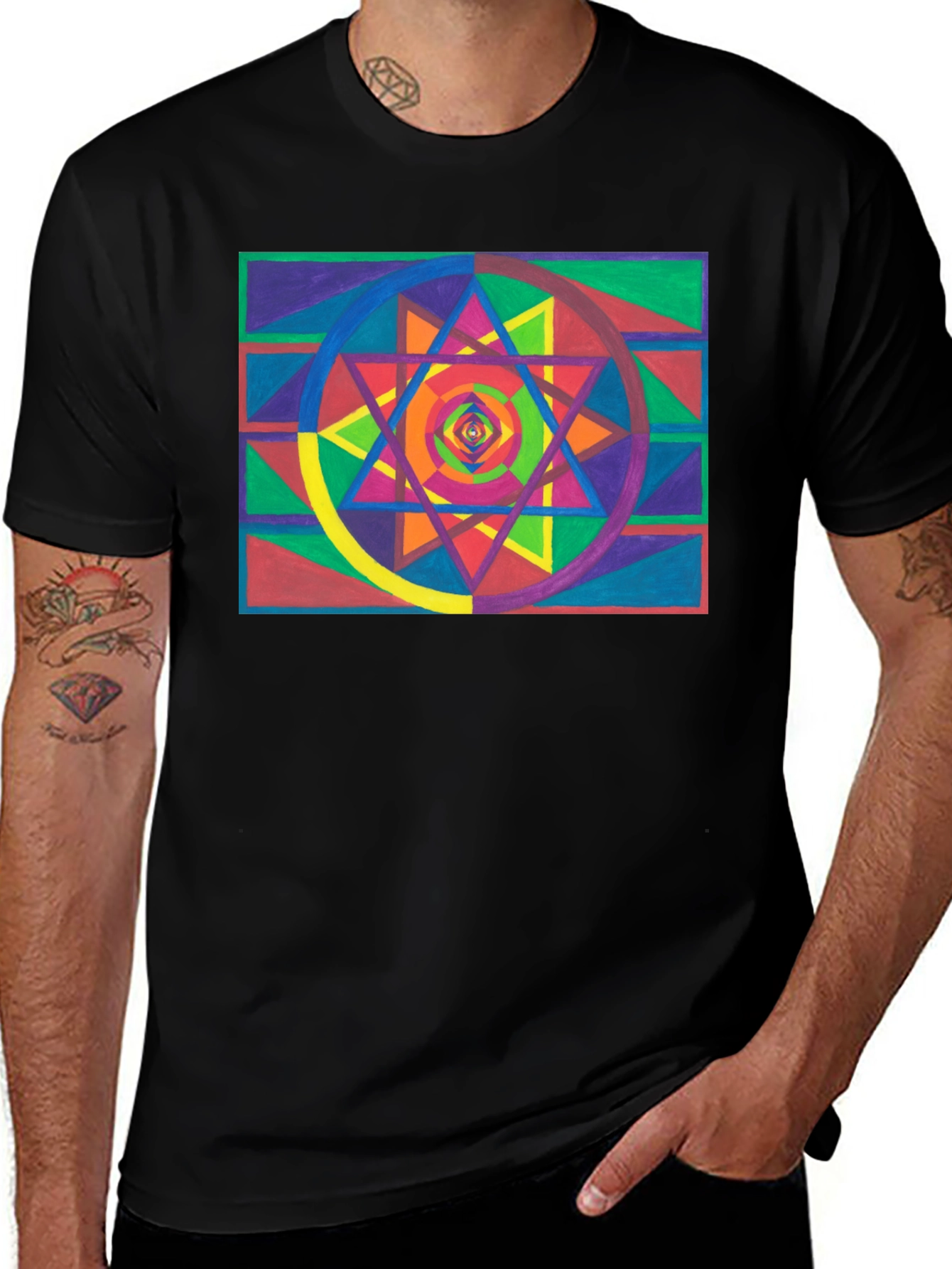 Variant 14 of Geometric Starburst Graphic Tee - Black
