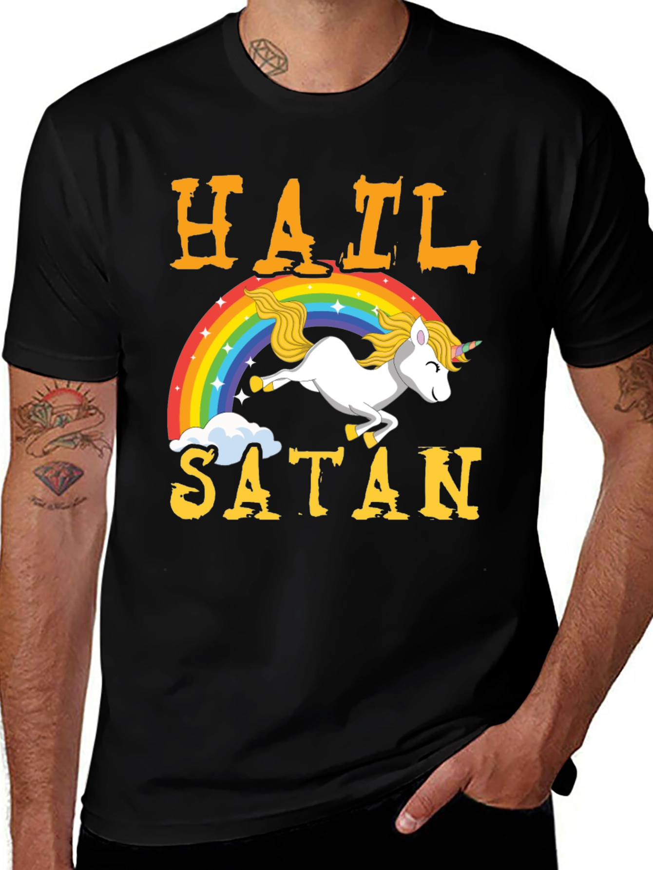 Variant 28 of Hail Satan Unicorn Rainbow T-Shirt