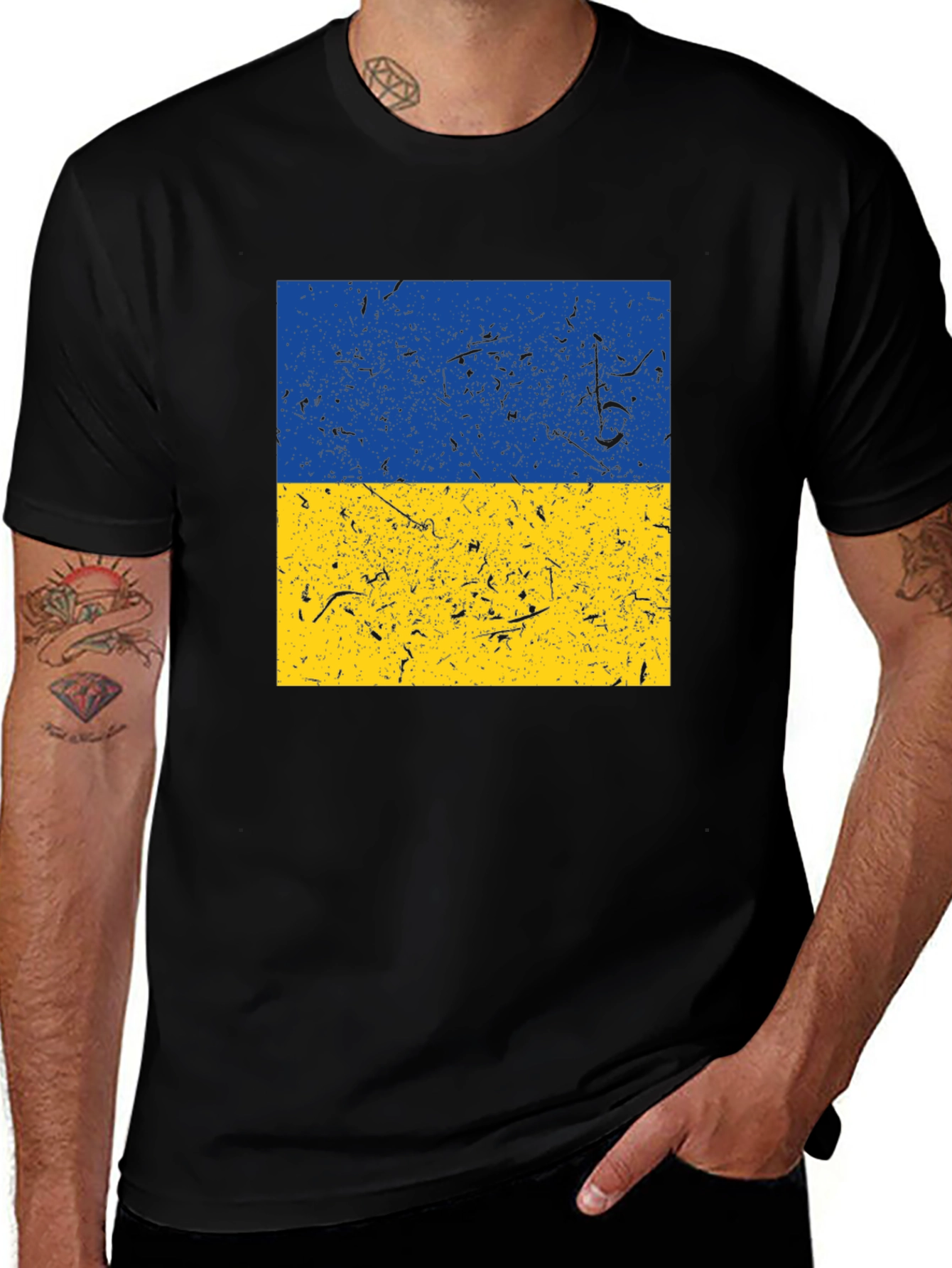 Ukraine Flag T-Shirt, Distressed Design, Soft Cotton Tee