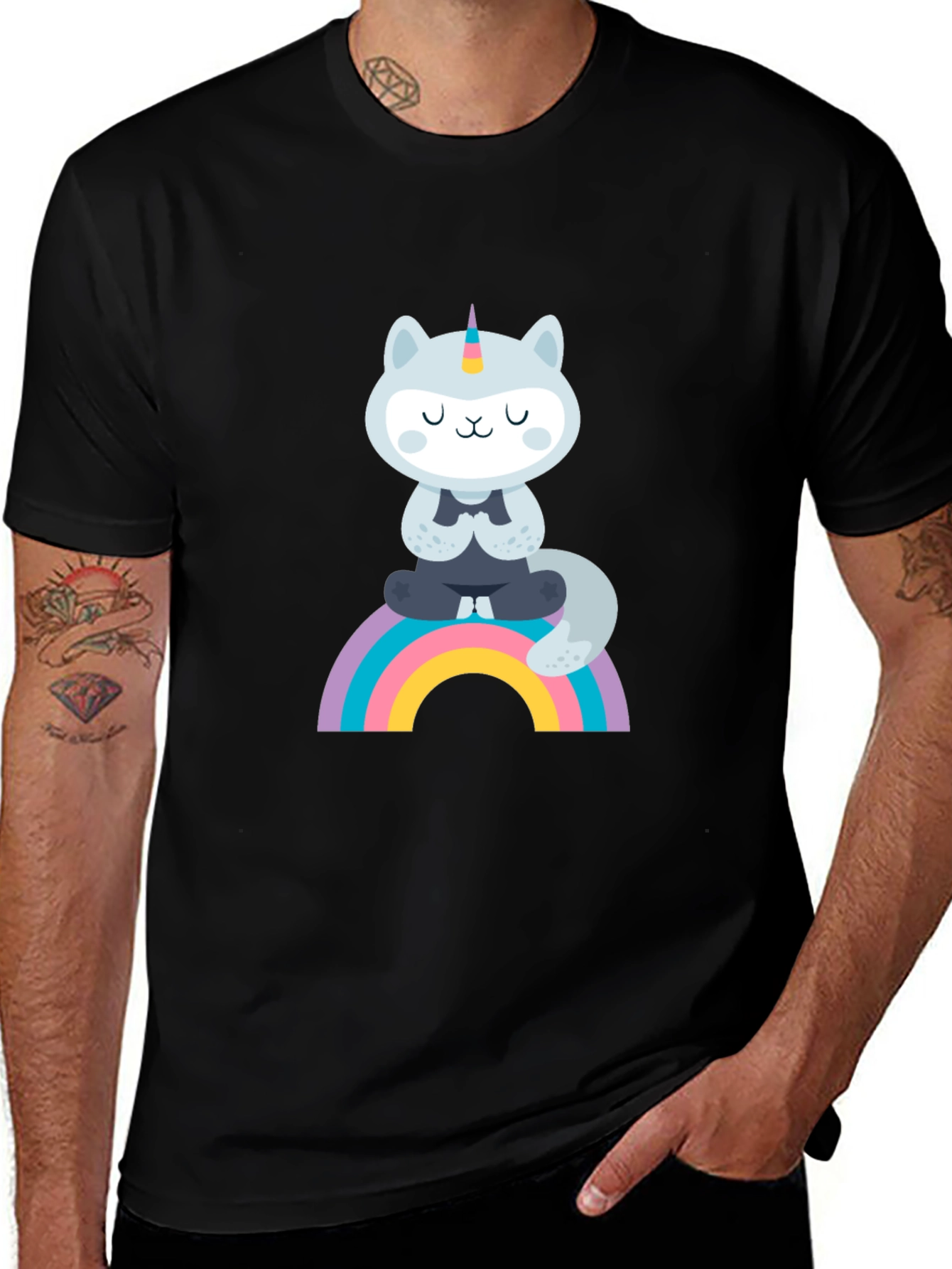 Variant 12 of Yoga Cat Unicorn Rainbow T-Shirt