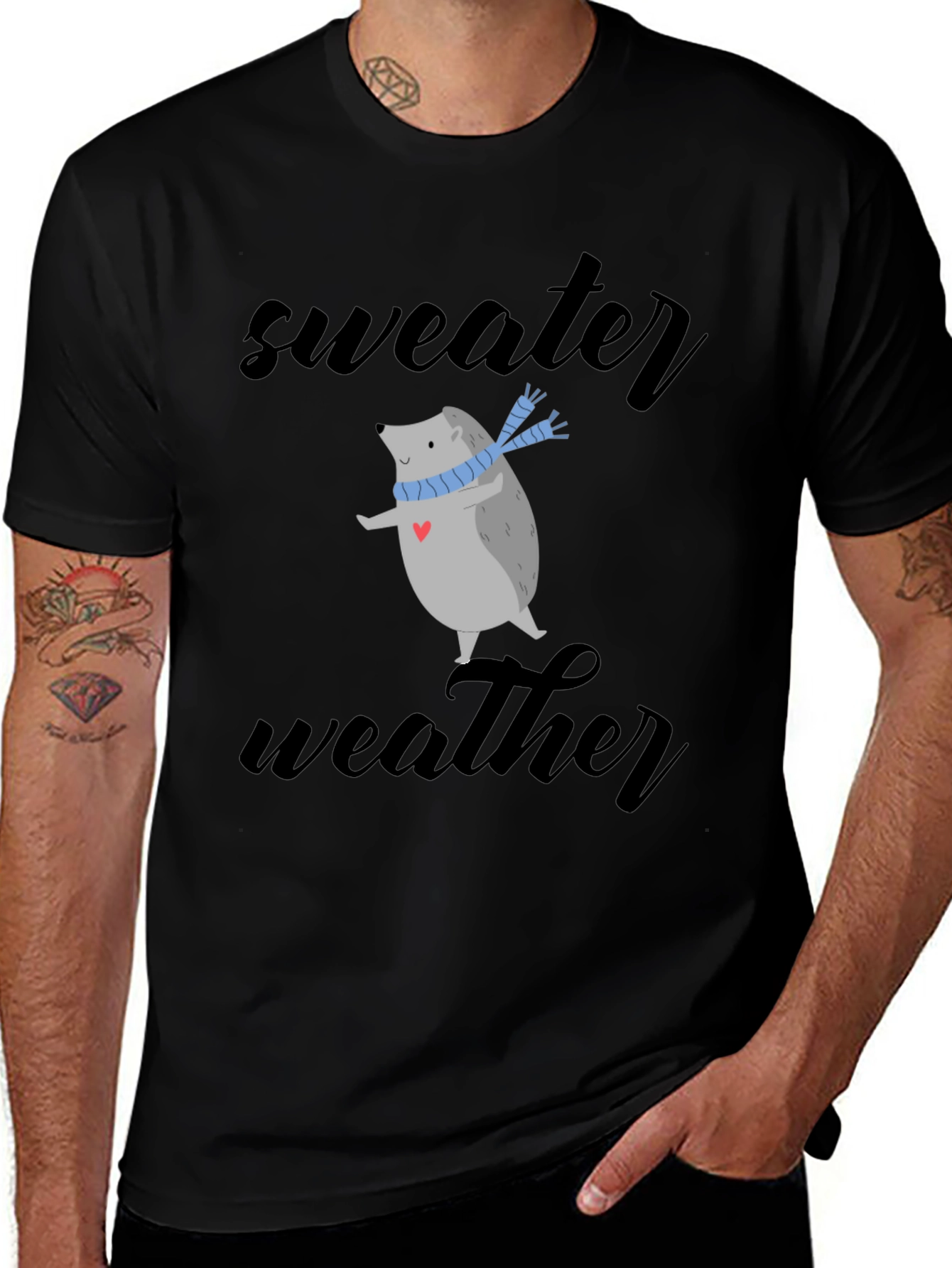 Variant 9 of Sweater Weather Hedgehog Tee - Cute Winter Shirt