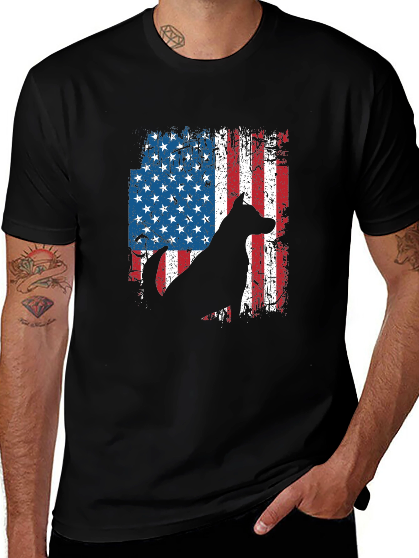 Variant 28 of American Flag Dog Silhouette T-Shirt