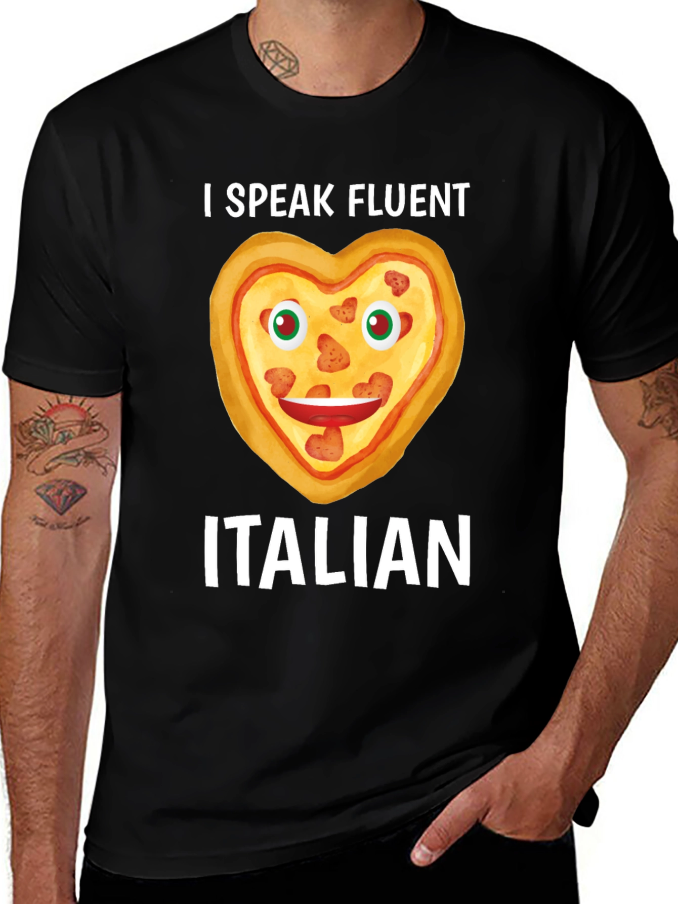 Variant 4 of I Speak Fluent Italian Pizza Heart Graphic Tee