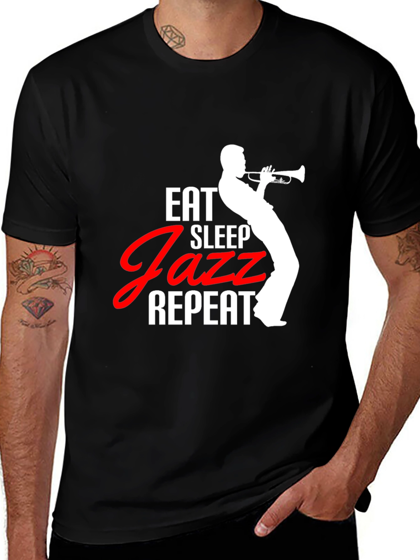 Variant 7 of Eat Sleep Jazz Repeat T-Shirt - Music Lover Tee