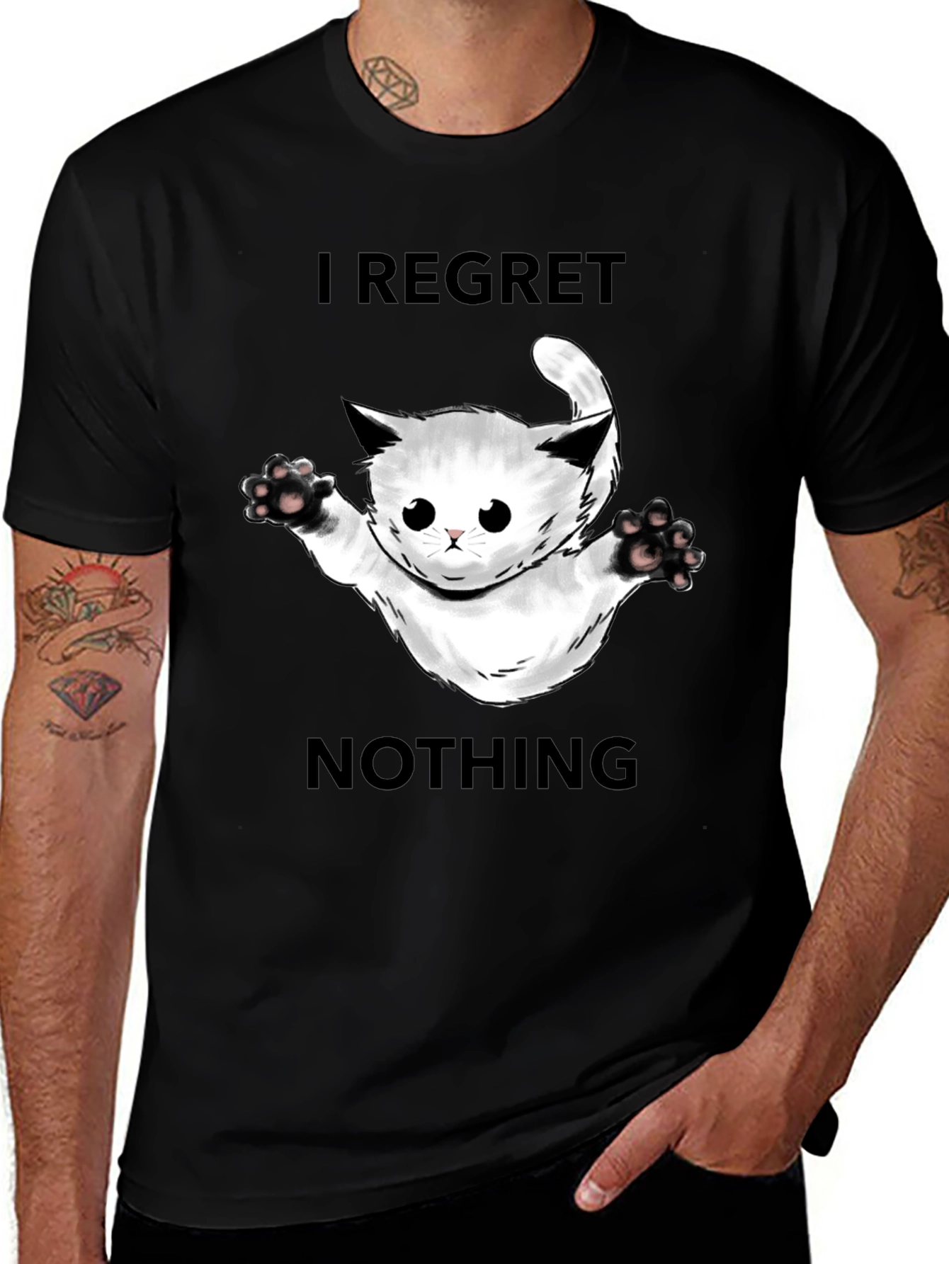 Variant 8 of Regret Nothing Cat Graphic Tee