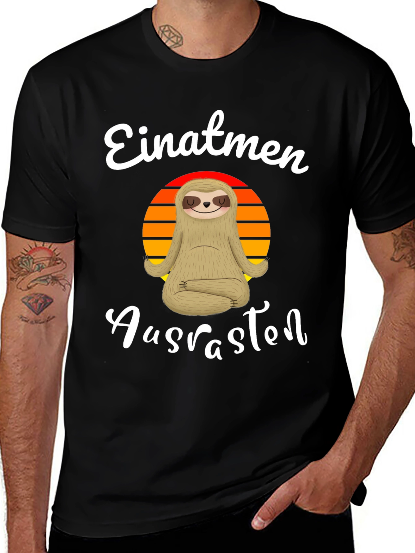 Variant 19 of Meditating Sloth T-Shirt - Einatmen Ausrasten