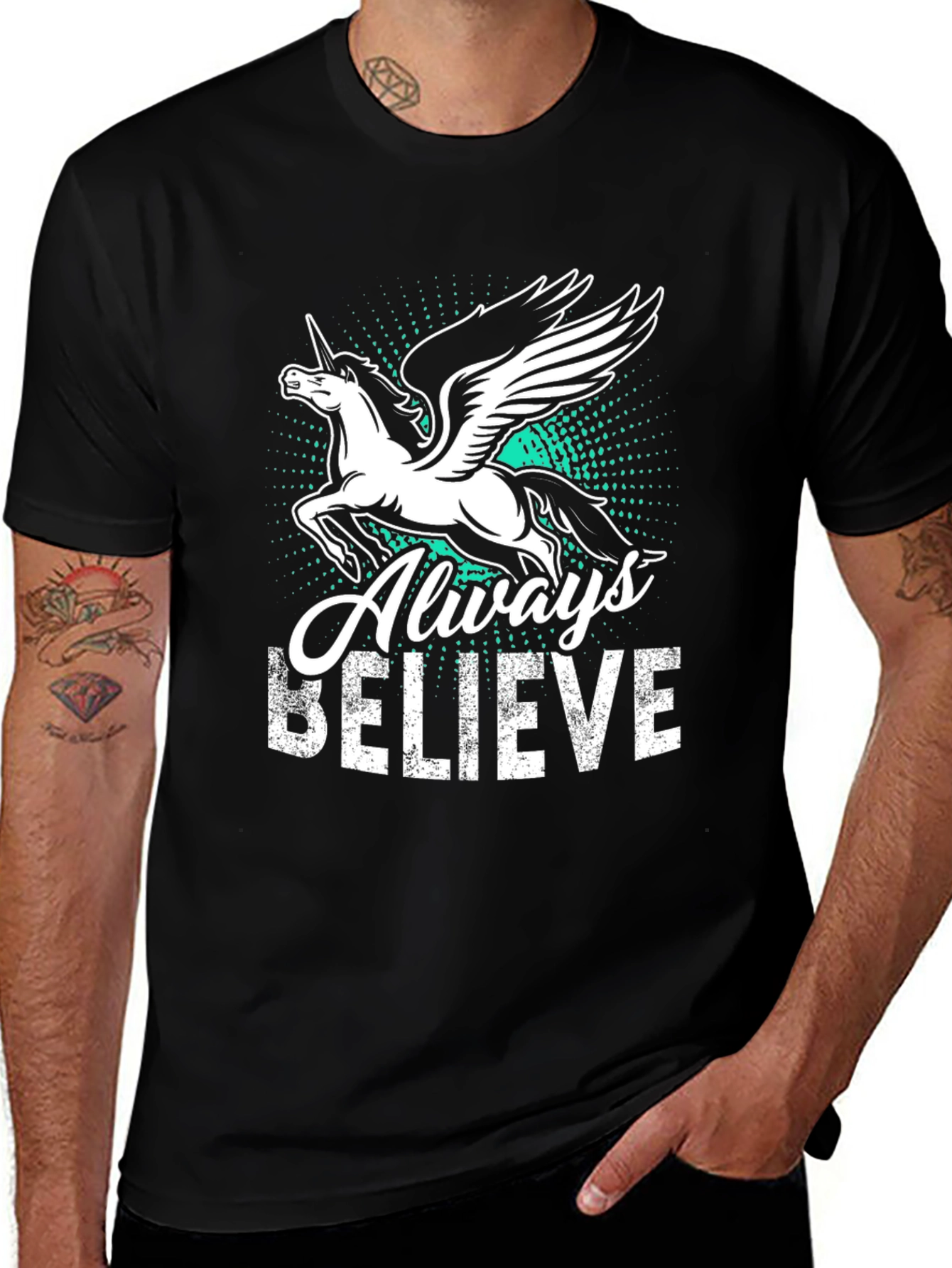 Variant 3 of Always Believe Unicorn Graphic Tee - Black