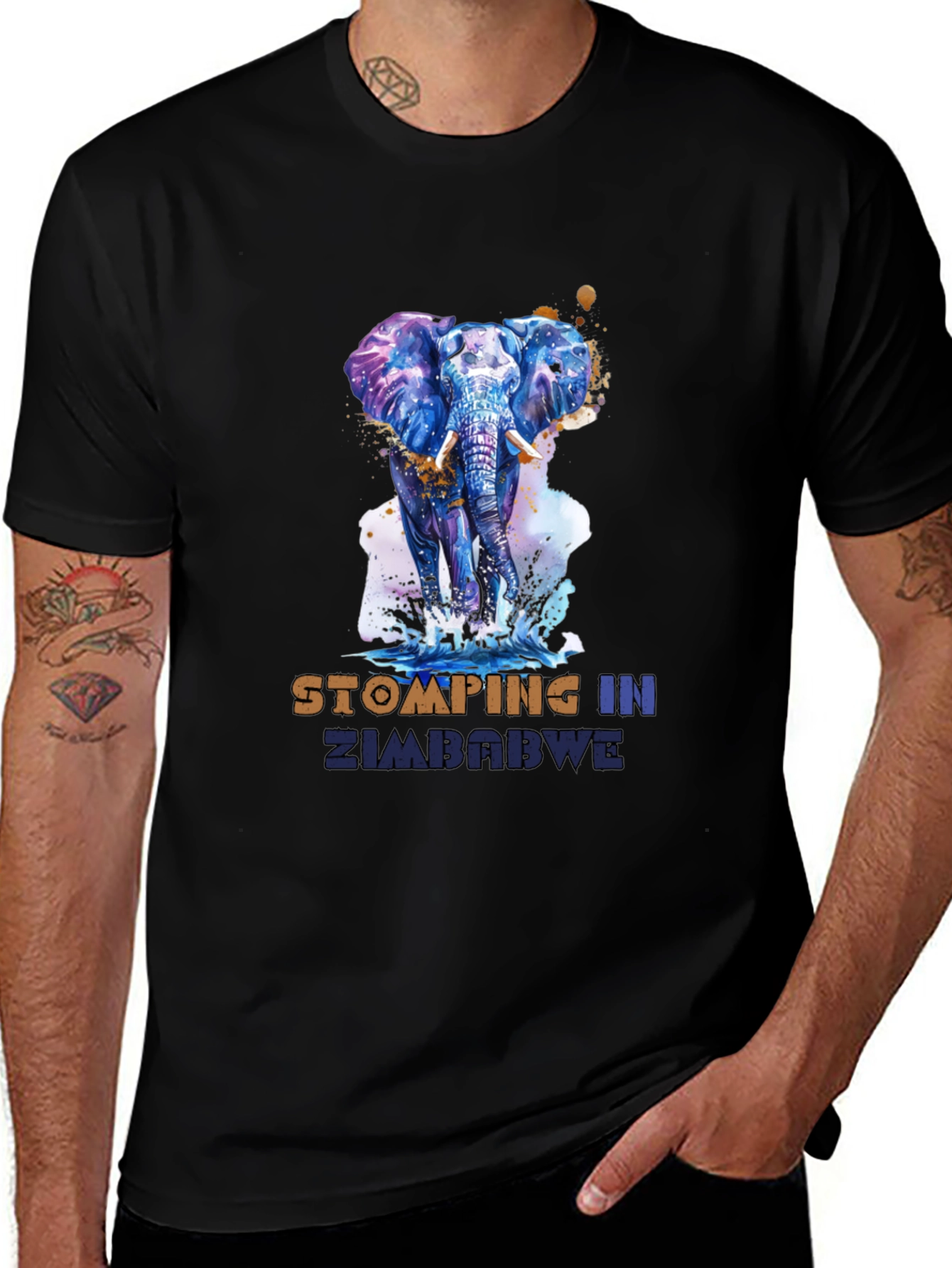 Variant 10 of Stomping in Zimbabwe Elephant Graphic Tee