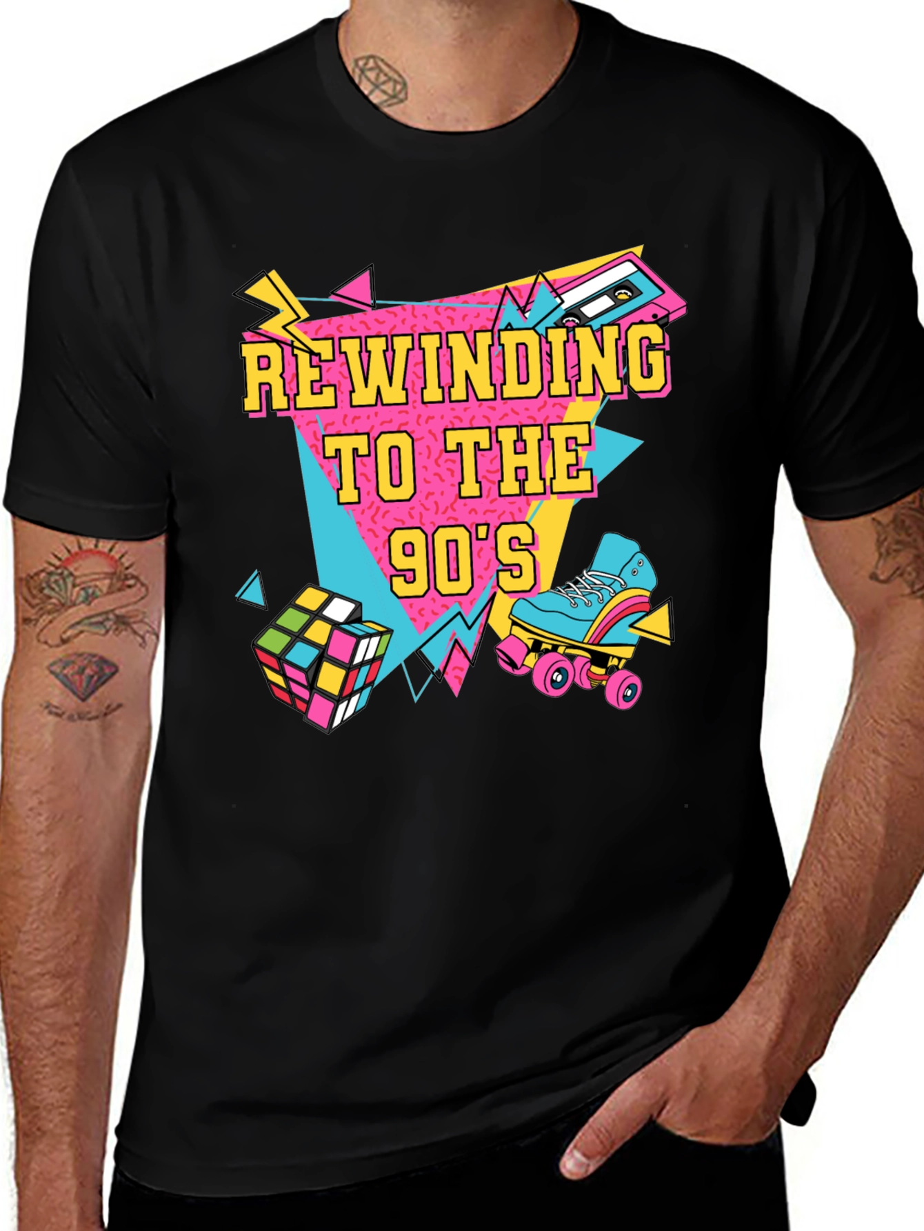 Rewinding to the 90's Black T-Shirt
