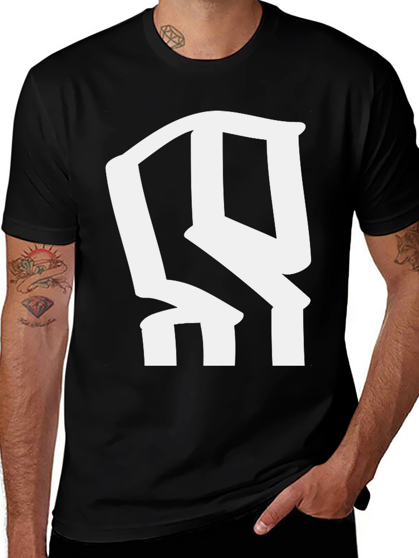 Variant 29 of Bold Graphic Print Black T-Shirt