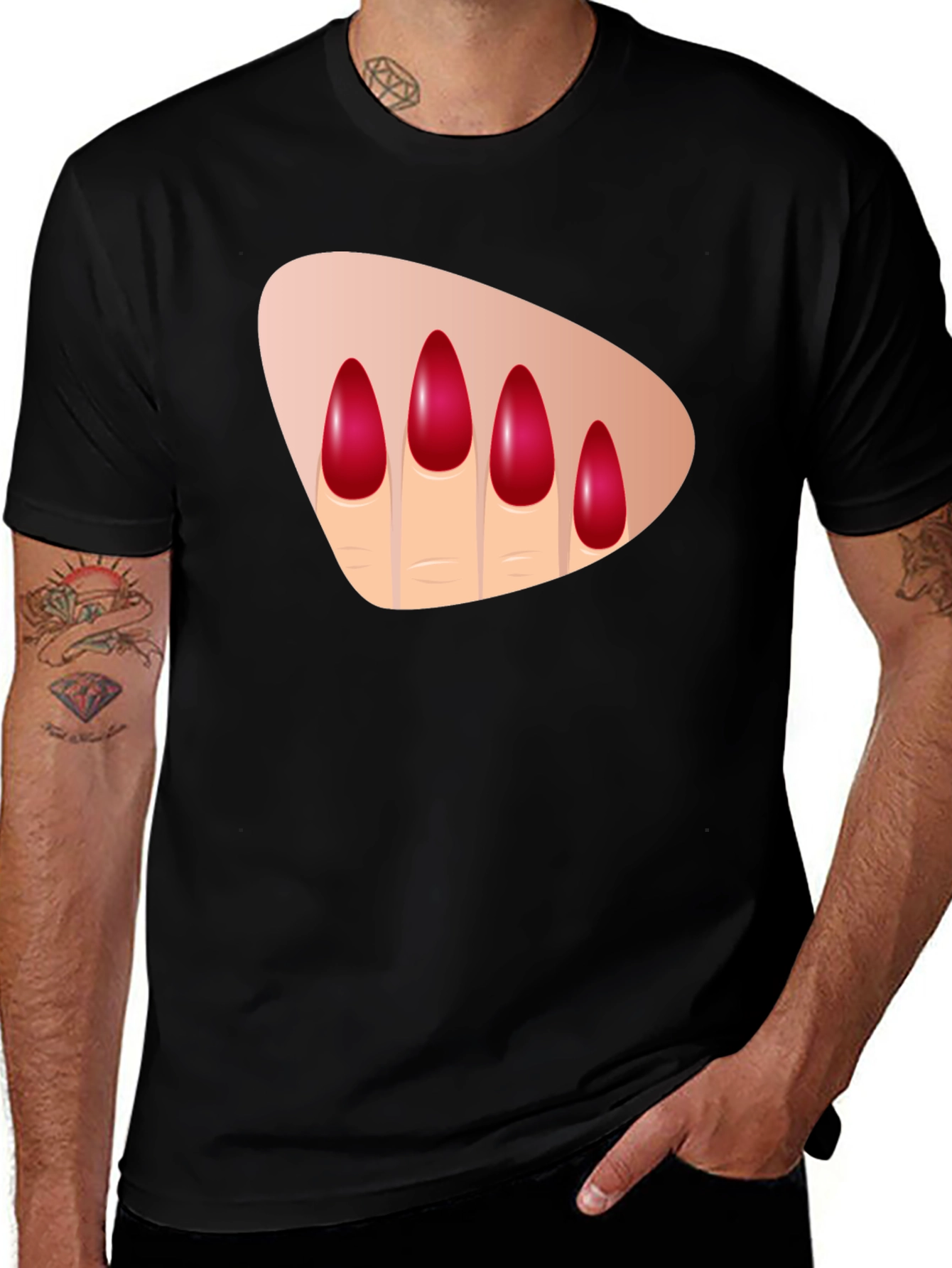 Variant 6 of Man's Black T-Shirt with Nail Design