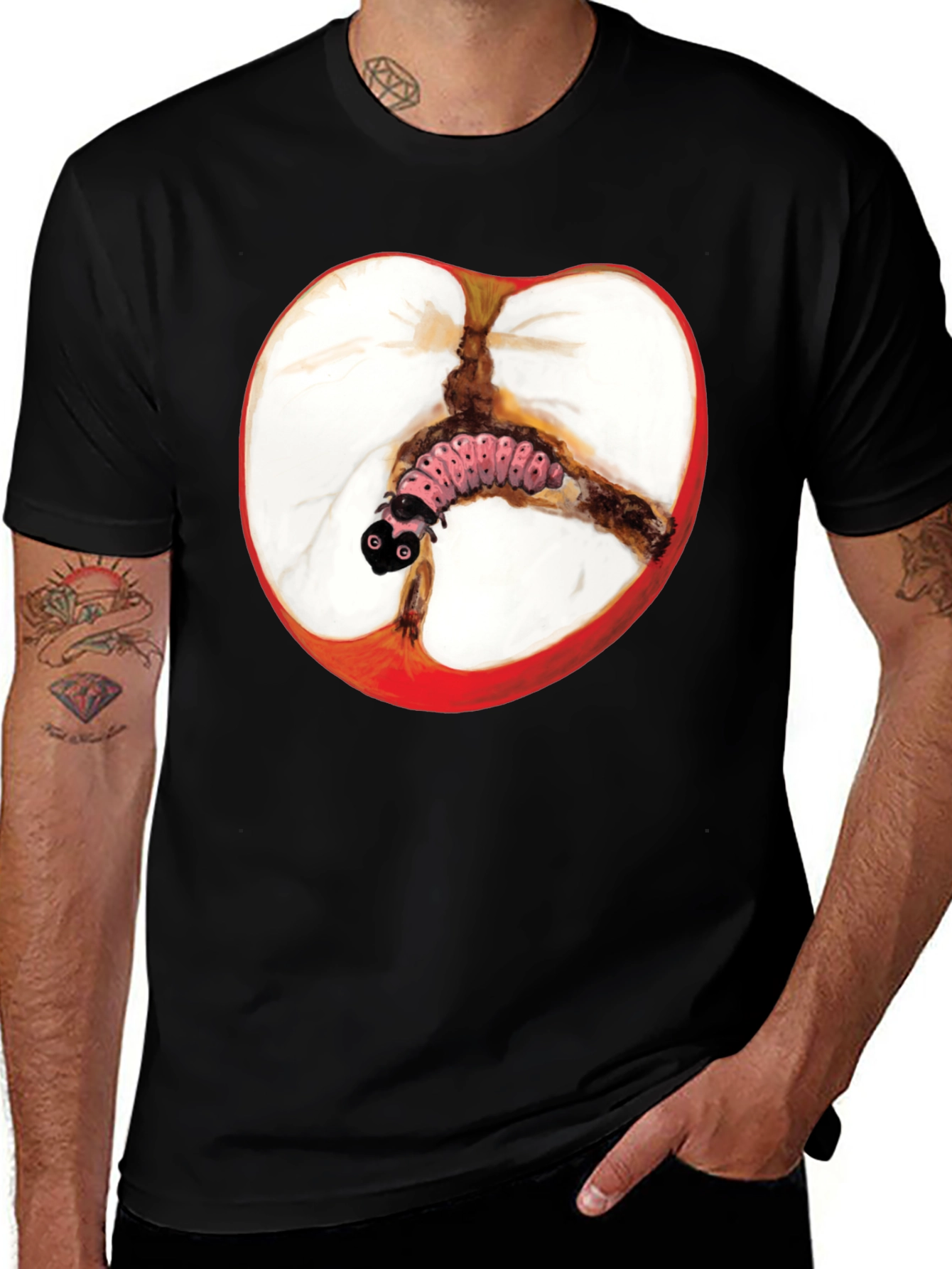 Variant 26 of Apple Worm Graphic Tee - Unique & Fun T-Shirt